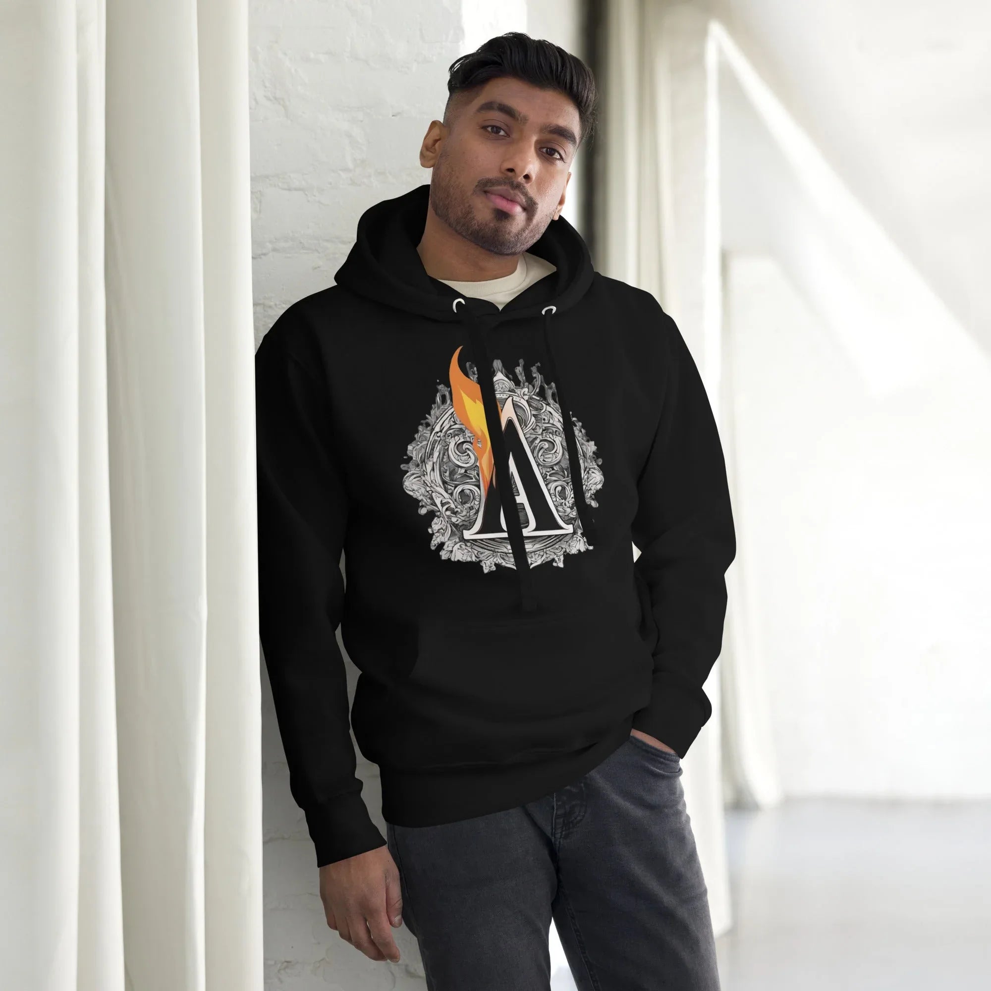 Unisex | The Burning A Hoodie hoodie AwRans Clothing unisex-premium-hoodie-black-front-6617f15b65178