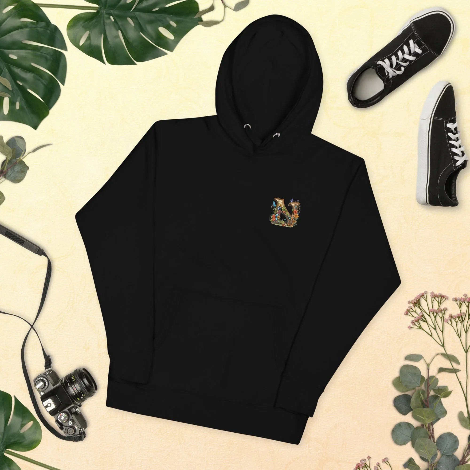 Unisex | N's Roses Hoodie Black hoodie AwRans Clothing unisex-premium-hoodie-black-front-66183a820257c