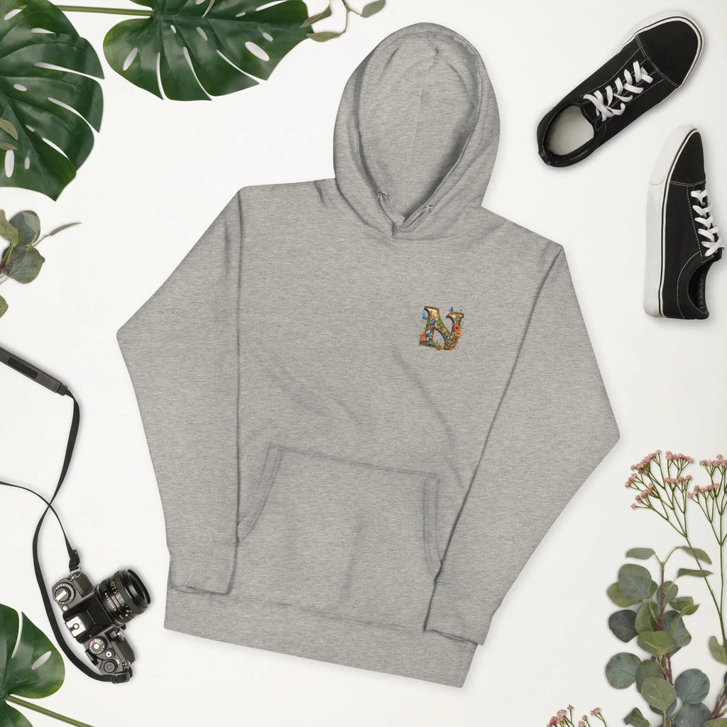 Unisex | N's Roses Hoodie hoodie AwRans Clothing unisex-premium-hoodie-carbon-grey-front-2-66183a824d8c3