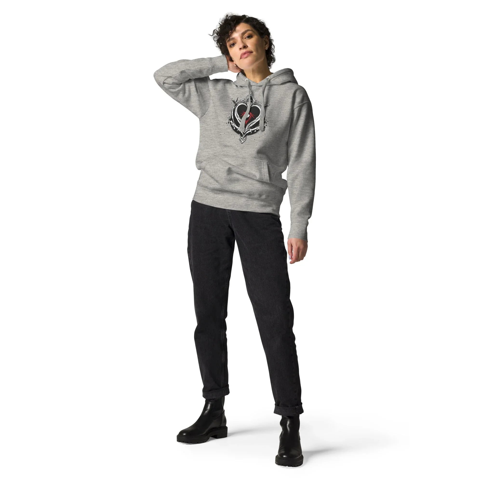 Unisex | Black Heart Candle Hoodie Carbon Grey Hoodie AwRans Clothing unisex-premium-hoodie-carbon-grey-front-65f2946d2cd3f