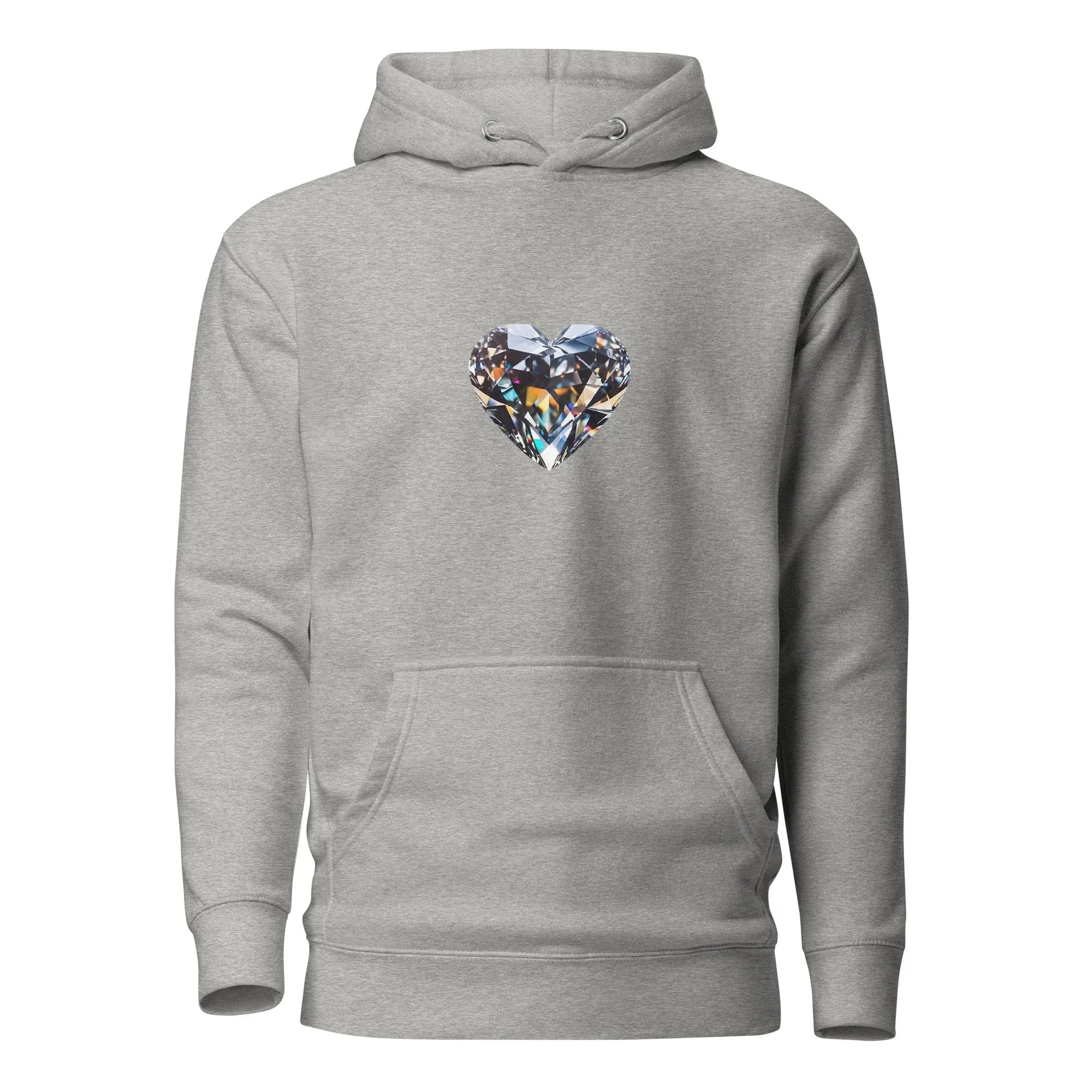 Unisex | Diamond Heart Hoodie Carbon Grey hoodie AwRans Clothing unisex-premium-hoodie-carbon-grey-front-6601a9ed205cf