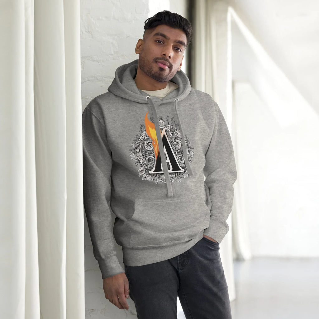 Unisex | The Burning A Hoodie hoodie AwRans Clothing unisex-premium-hoodie-carbon-grey-front-6617f15b82055