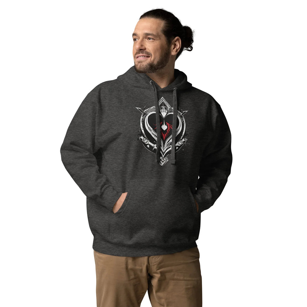 Unisex | Black Heart Candle Hoodie Hoodie AwRans Clothing unisex-premium-hoodie-charcoal-heather-front-65f2946d1dcef