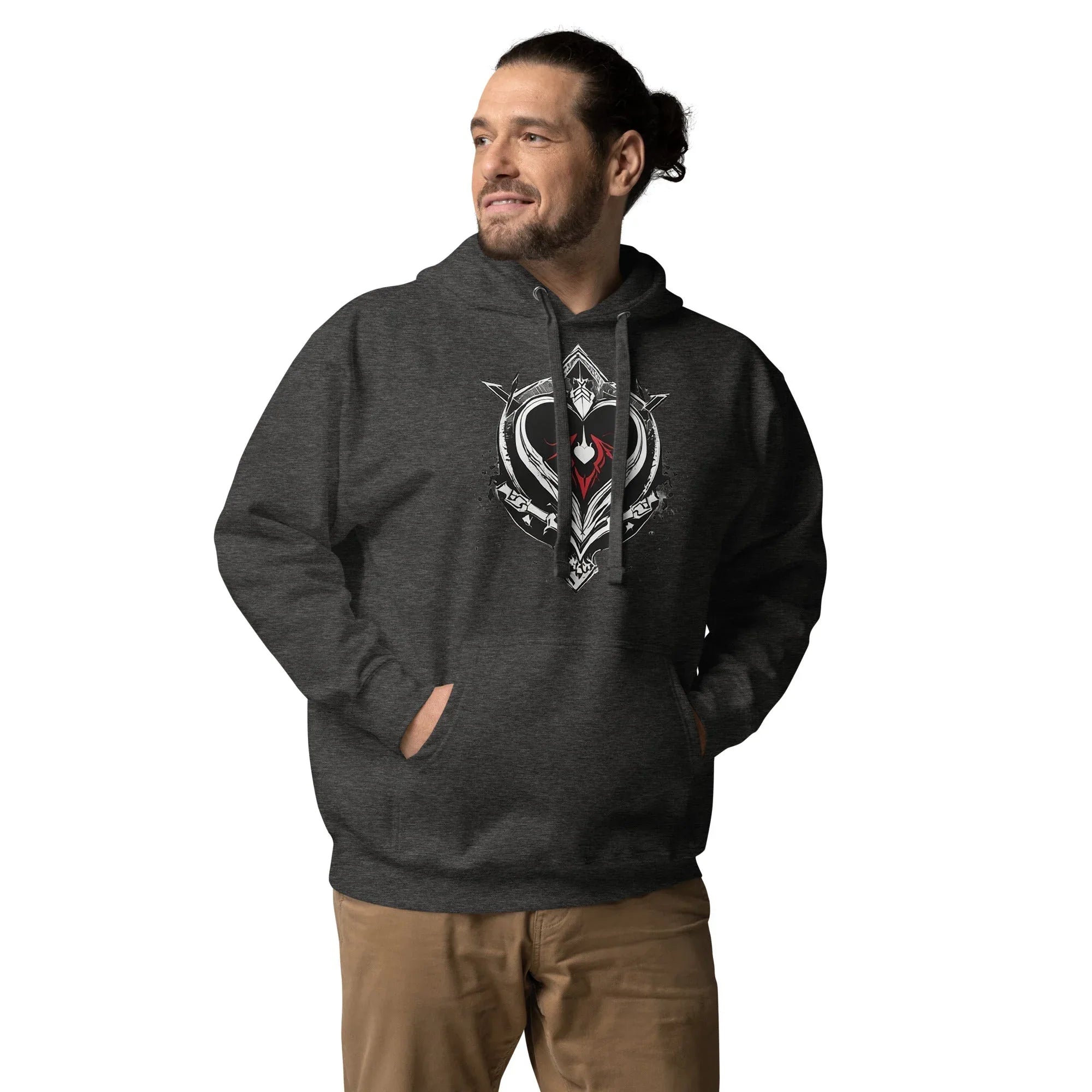Unisex | Black Heart Candle Hoodie Hoodie AwRans Clothing unisex-premium-hoodie-charcoal-heather-front-65f2946d1dcef