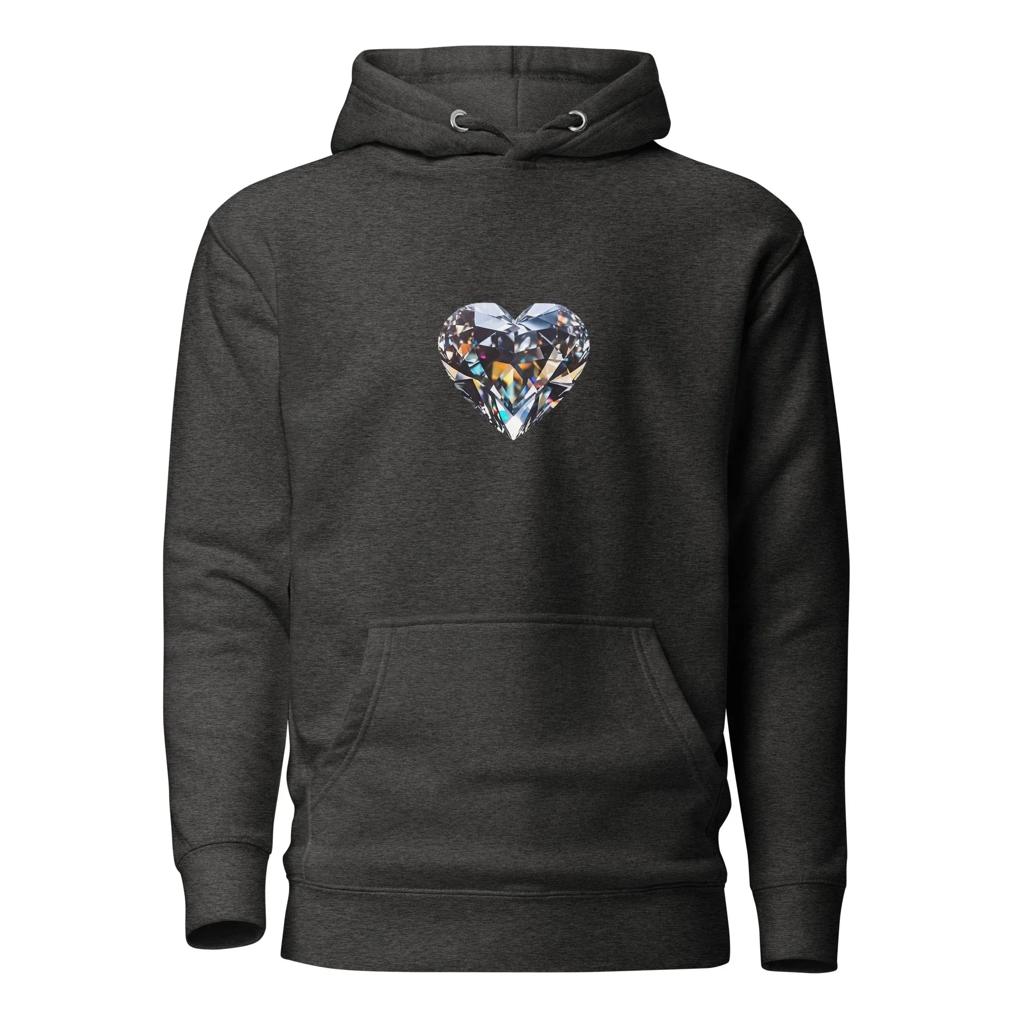Unisex | Diamond Heart Hoodie Charcoal Heather hoodie AwRans Clothing unisex-premium-hoodie-charcoal-heather-front-6601a9ed17b37