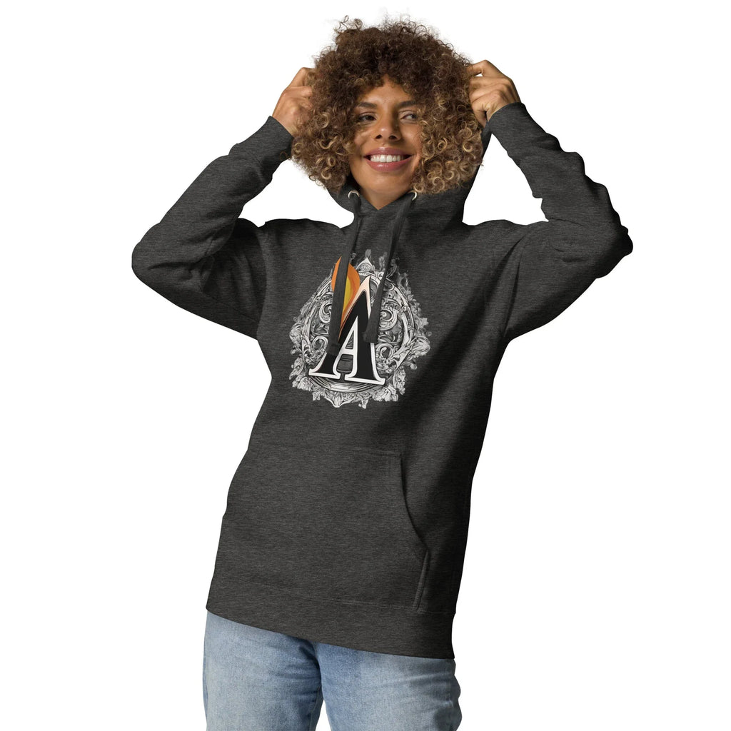 Unisex | The Burning A Hoodie hoodie AwRans Clothing unisex-premium-hoodie-charcoal-heather-front-6617f15b6aadf