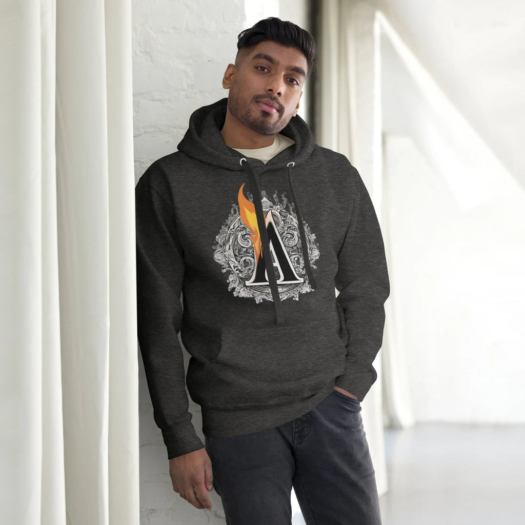 Unisex | The Burning A Hoodie hoodie AwRans Clothing unisex-premium-hoodie-charcoal-heather-front-6617f15b6bfaa