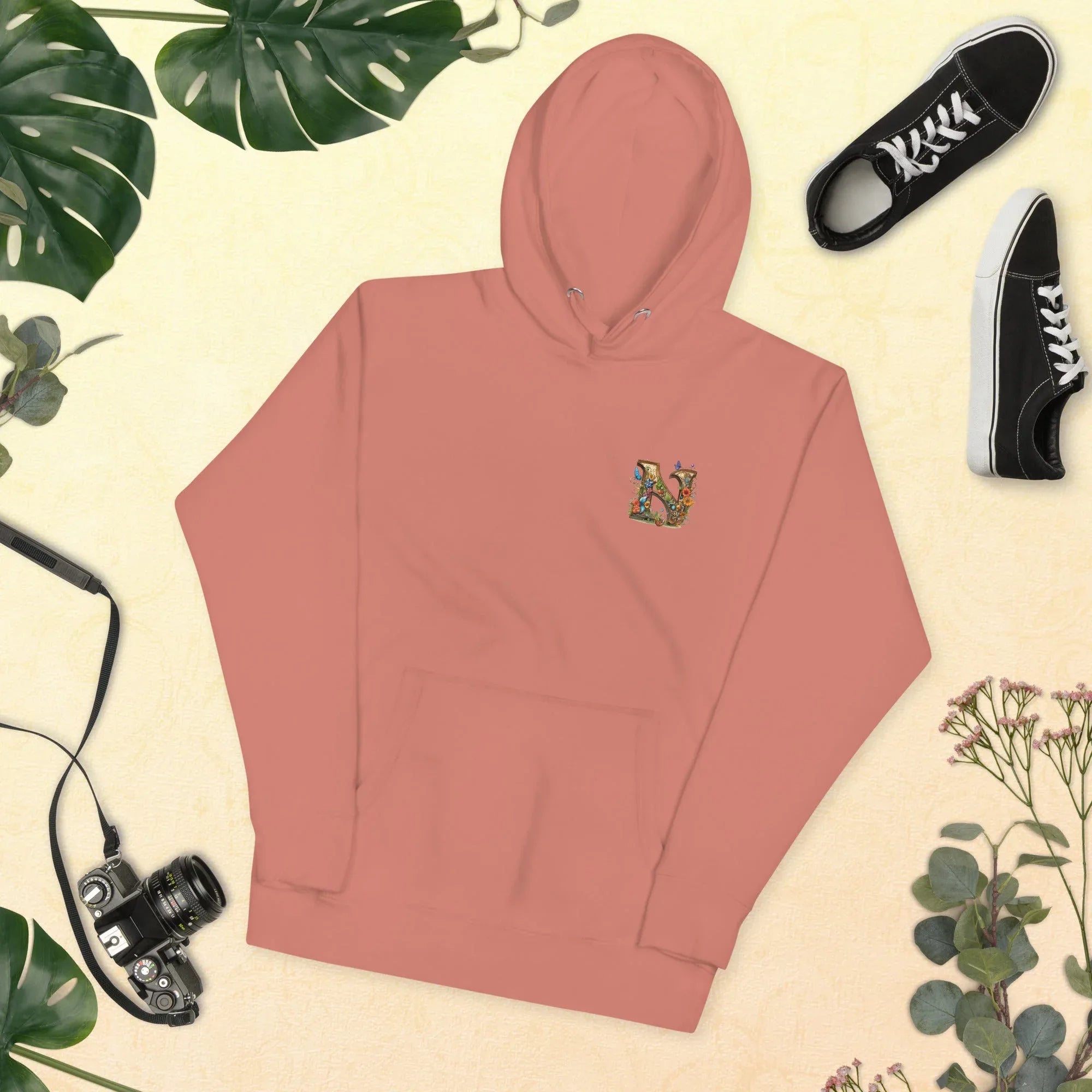 Unisex | N's Roses Hoodie Dusty Rose hoodie AwRans Clothing unisex-premium-hoodie-dusty-rose-front-66183a822e8a5