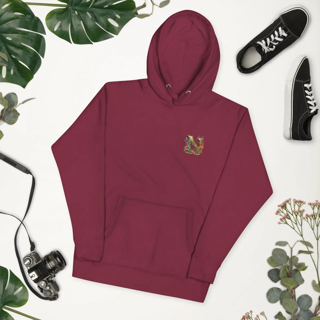 Unisex | N's Roses Hoodie hoodie AwRans Clothing unisex-premium-hoodie-maroon-front-2-66183a820cd0b