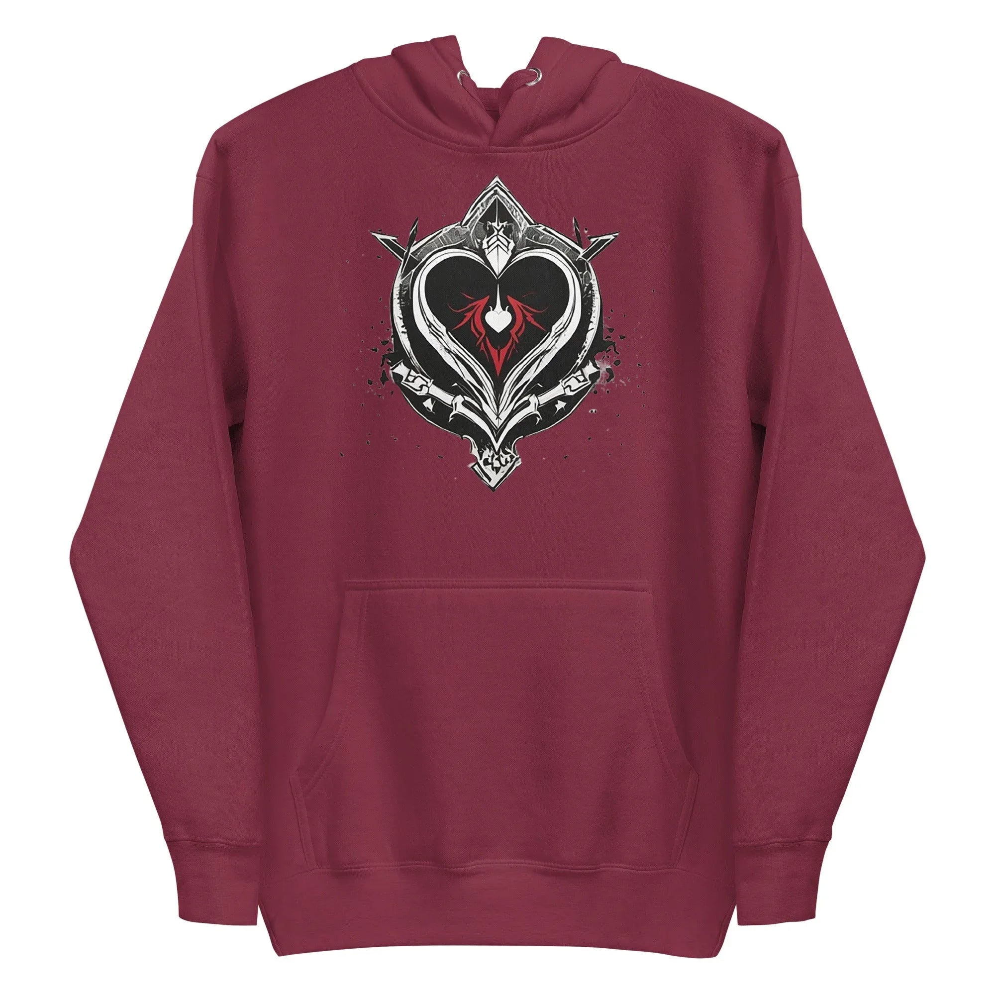 Unisex | Black Heart Candle Hoodie Hoodie AwRans Clothing unisex-premium-hoodie-maroon-front-65f2946d33249