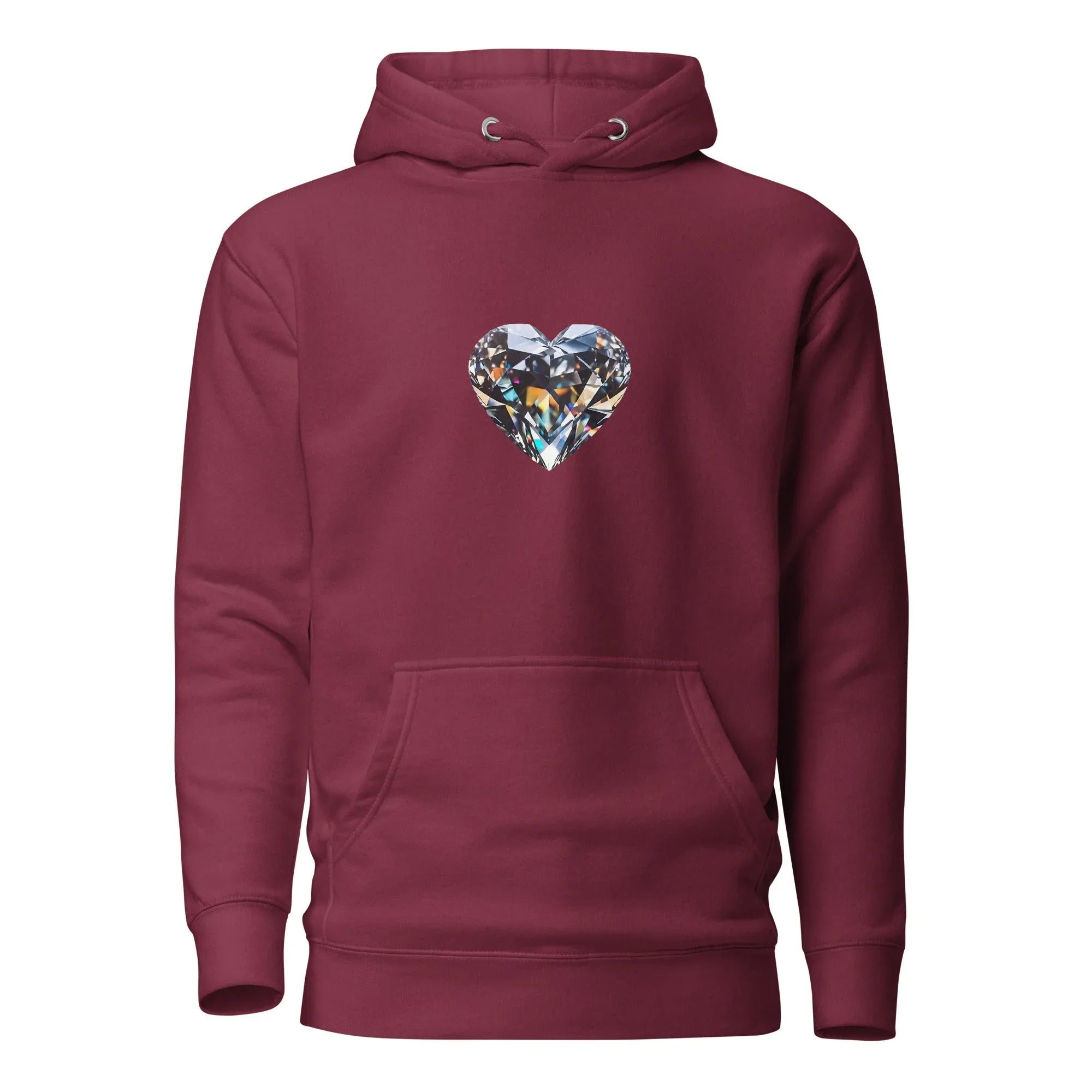 Unisex | Diamond Heart Hoodie Maroon hoodie AwRans Clothing unisex-premium-hoodie-maroon-front-6601a9ed16612