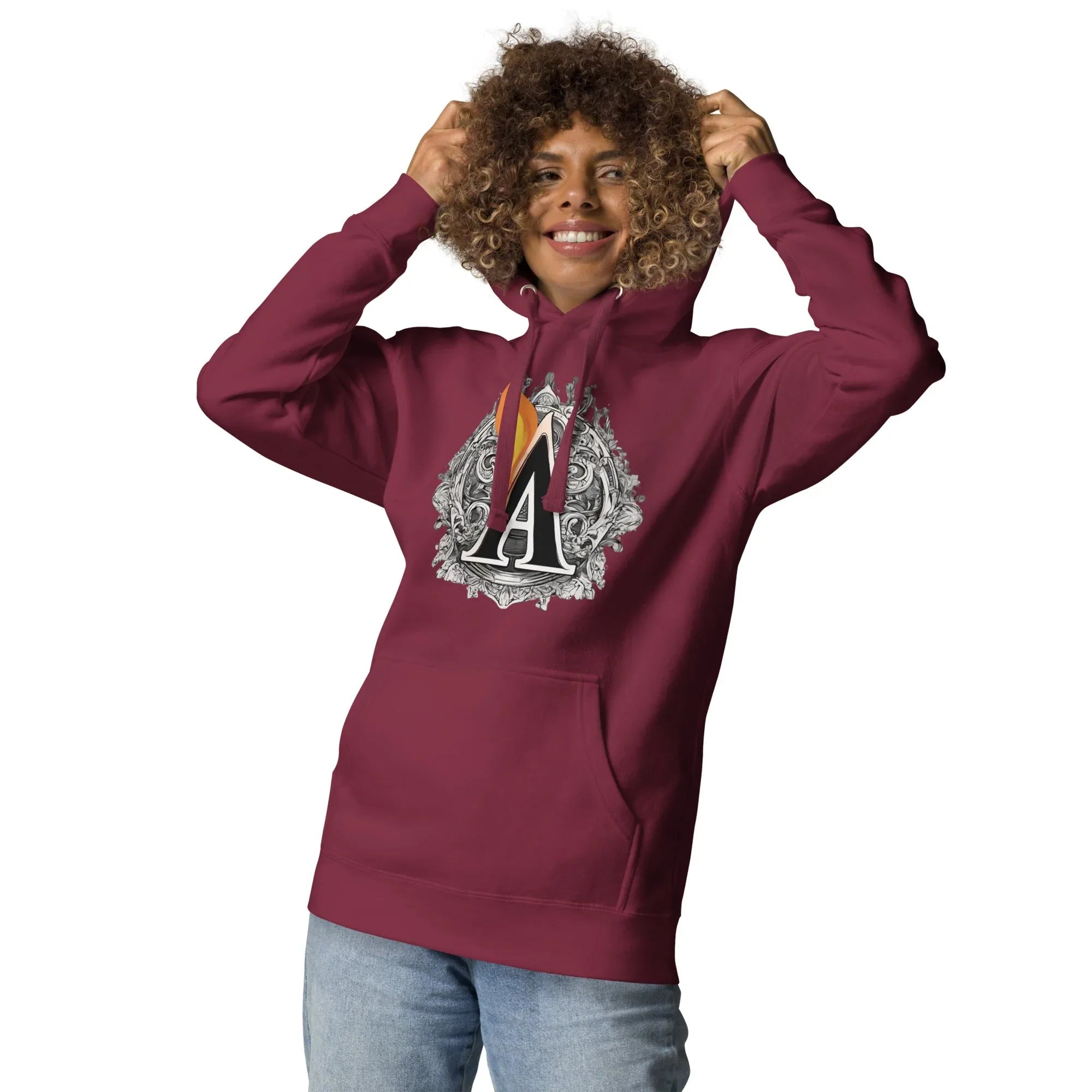 Unisex | The Burning A Hoodie hoodie AwRans Clothing unisex-premium-hoodie-maroon-front-6617f15b68759