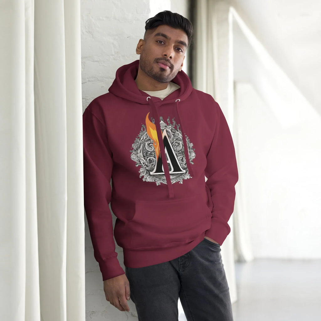 Unisex | The Burning A Hoodie hoodie AwRans Clothing unisex-premium-hoodie-maroon-front-6617f15b698f3