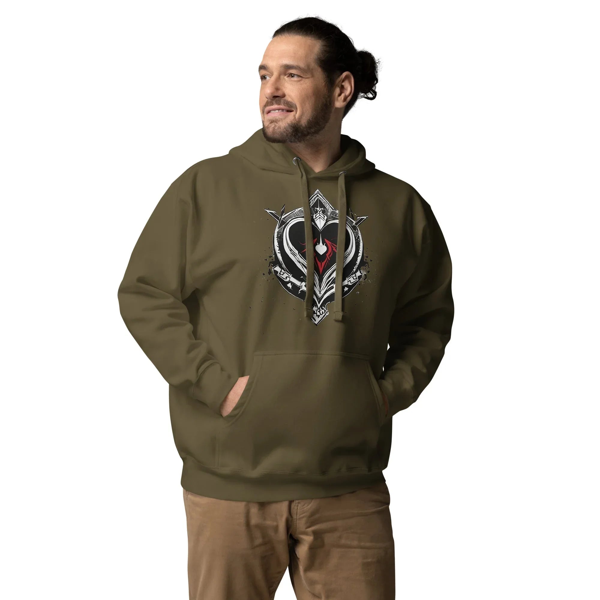 Unisex | Black Heart Candle Hoodie Hoodie AwRans Clothing unisex-premium-hoodie-military-green-front-65f2946d23fb7