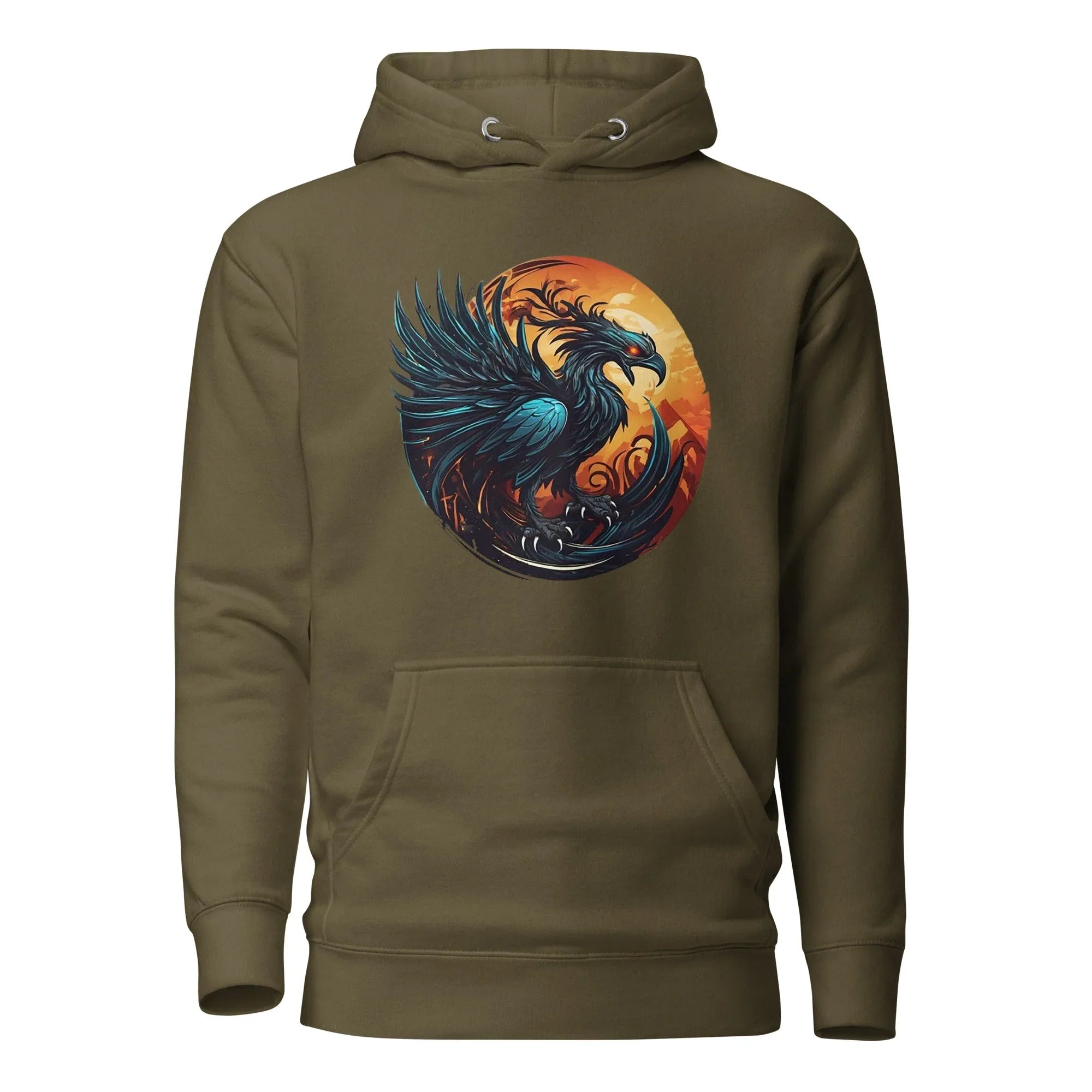 Unisex | Phoenix Hoodie Military Green hoodie AwRans Clothing unisex-premium-hoodie-military-green-front-65f5bf6b1de85