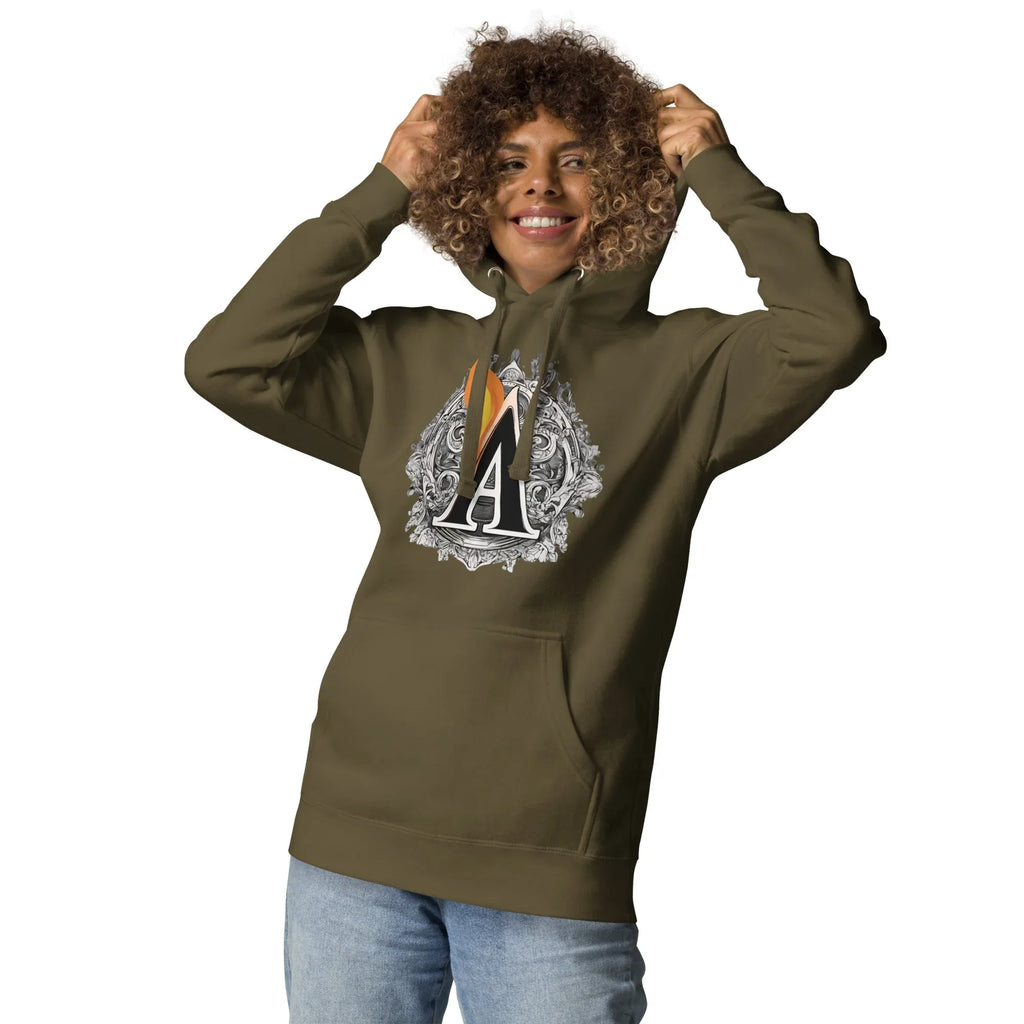Unisex | The Burning A Hoodie hoodie AwRans Clothing unisex-premium-hoodie-military-green-front-6617f15b73f4c