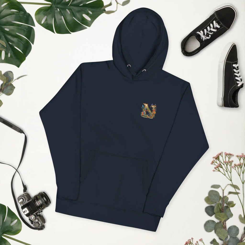 Unisex | N's Roses Hoodie hoodie AwRans Clothing unisex-premium-hoodie-navy-blazer-front-2-66183a8207bbe
