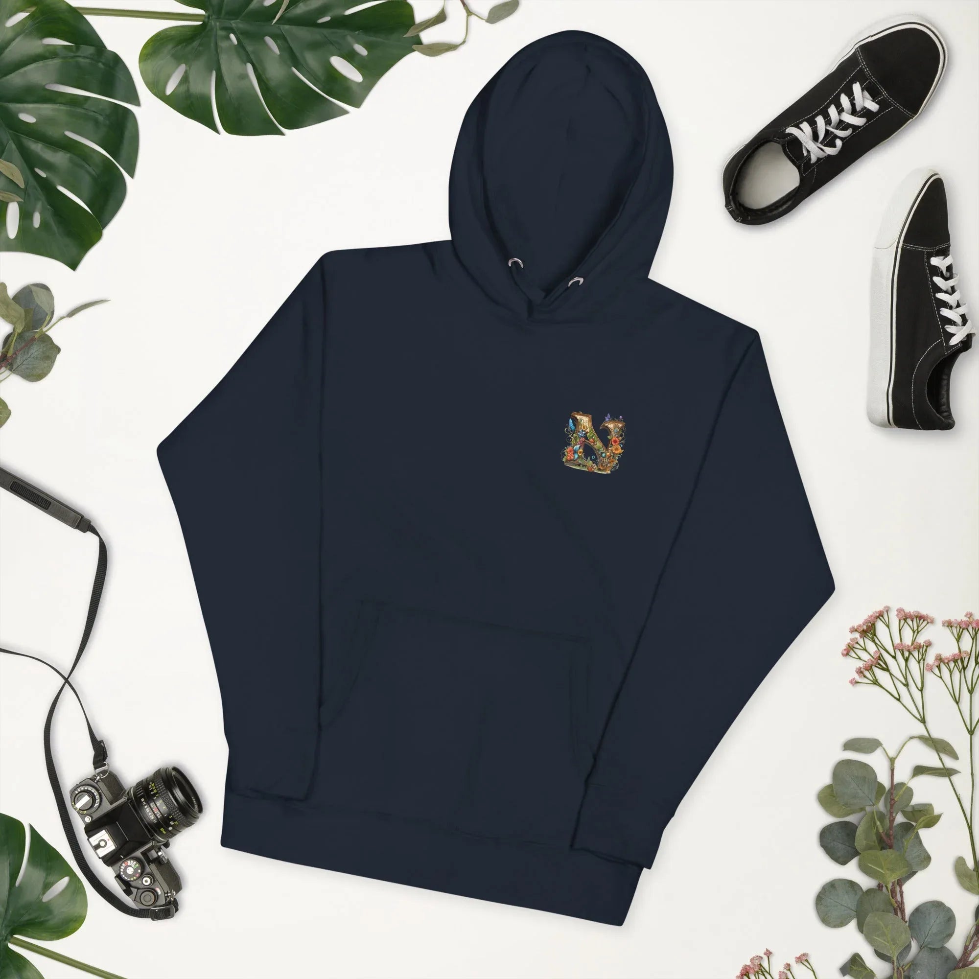 Unisex | N's Roses Hoodie hoodie AwRans Clothing unisex-premium-hoodie-navy-blazer-front-2-66183a8207bbe