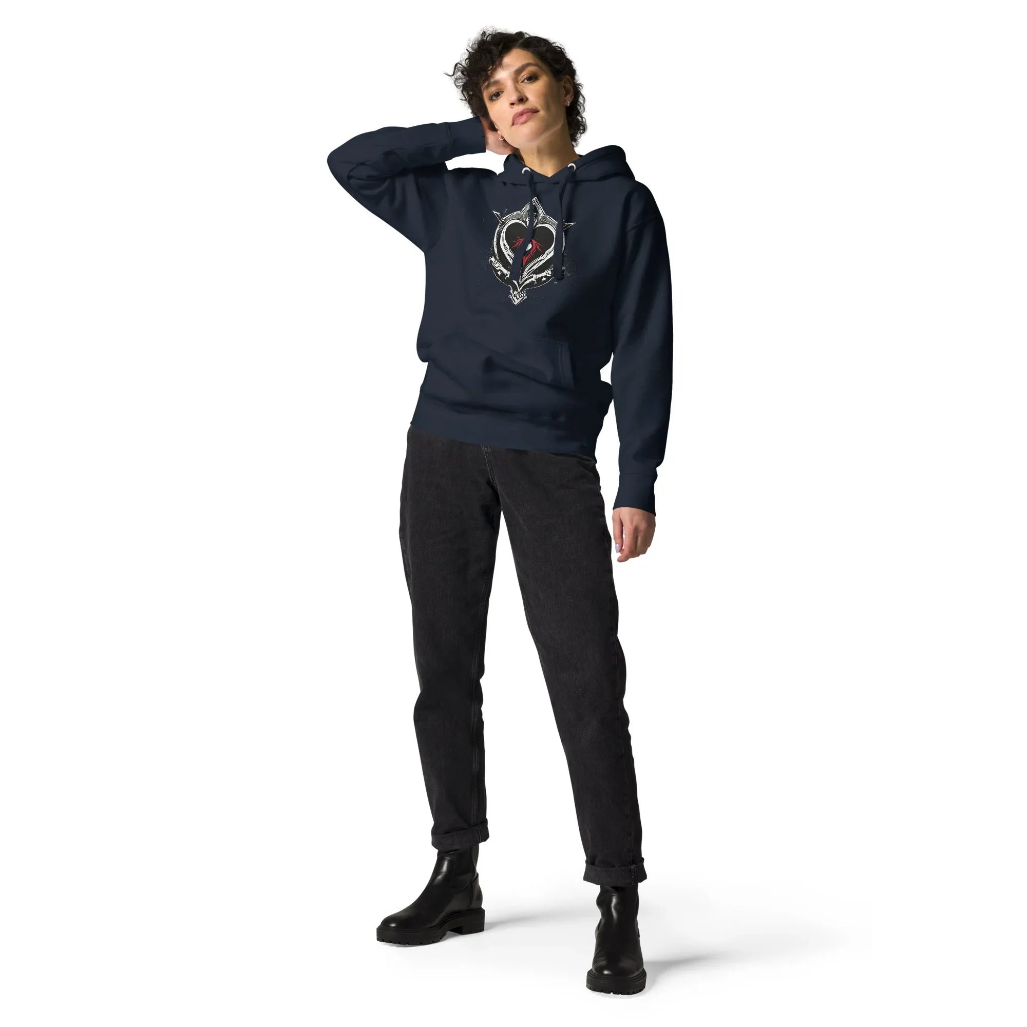 Unisex | Black Heart Candle Hoodie Navy Blazer Hoodie AwRans Clothing unisex-premium-hoodie-navy-blazer-front-65f2946d1b8f2