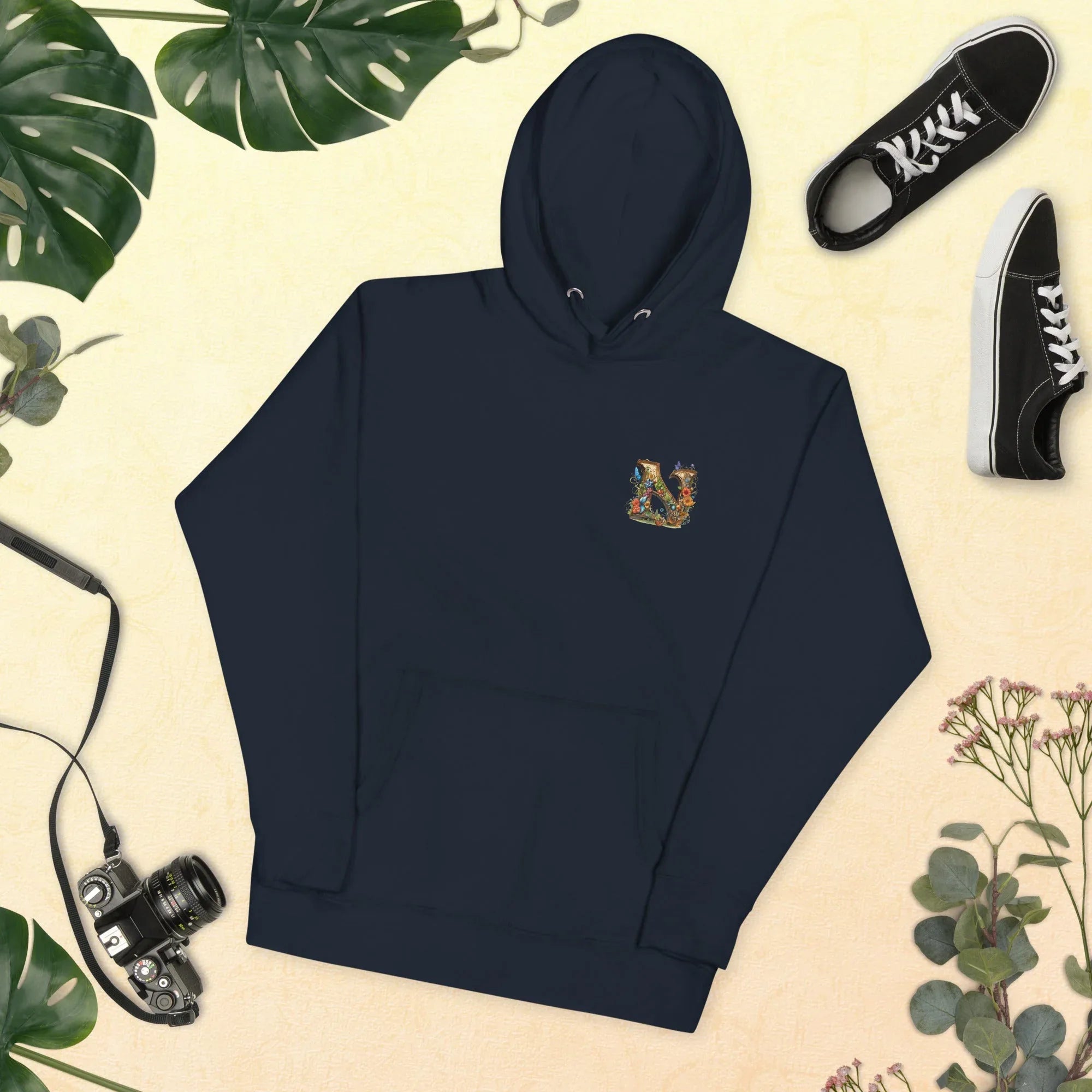 Unisex | N's Roses Hoodie Navy Blazer hoodie AwRans Clothing unisex-premium-hoodie-navy-blazer-front-66183a8205392