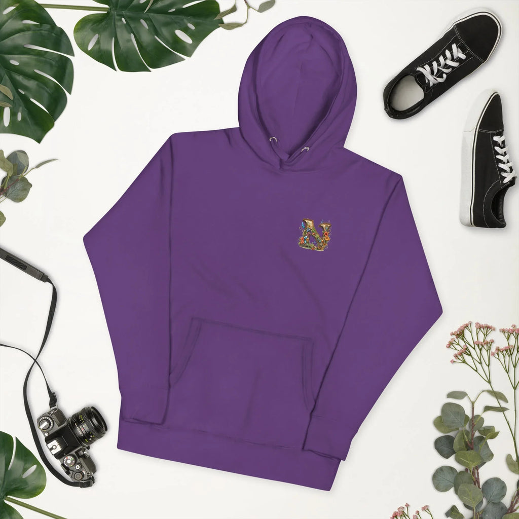 Unisex | N's Roses Hoodie hoodie AwRans Clothing unisex-premium-hoodie-purple-front-2-66183a821f655