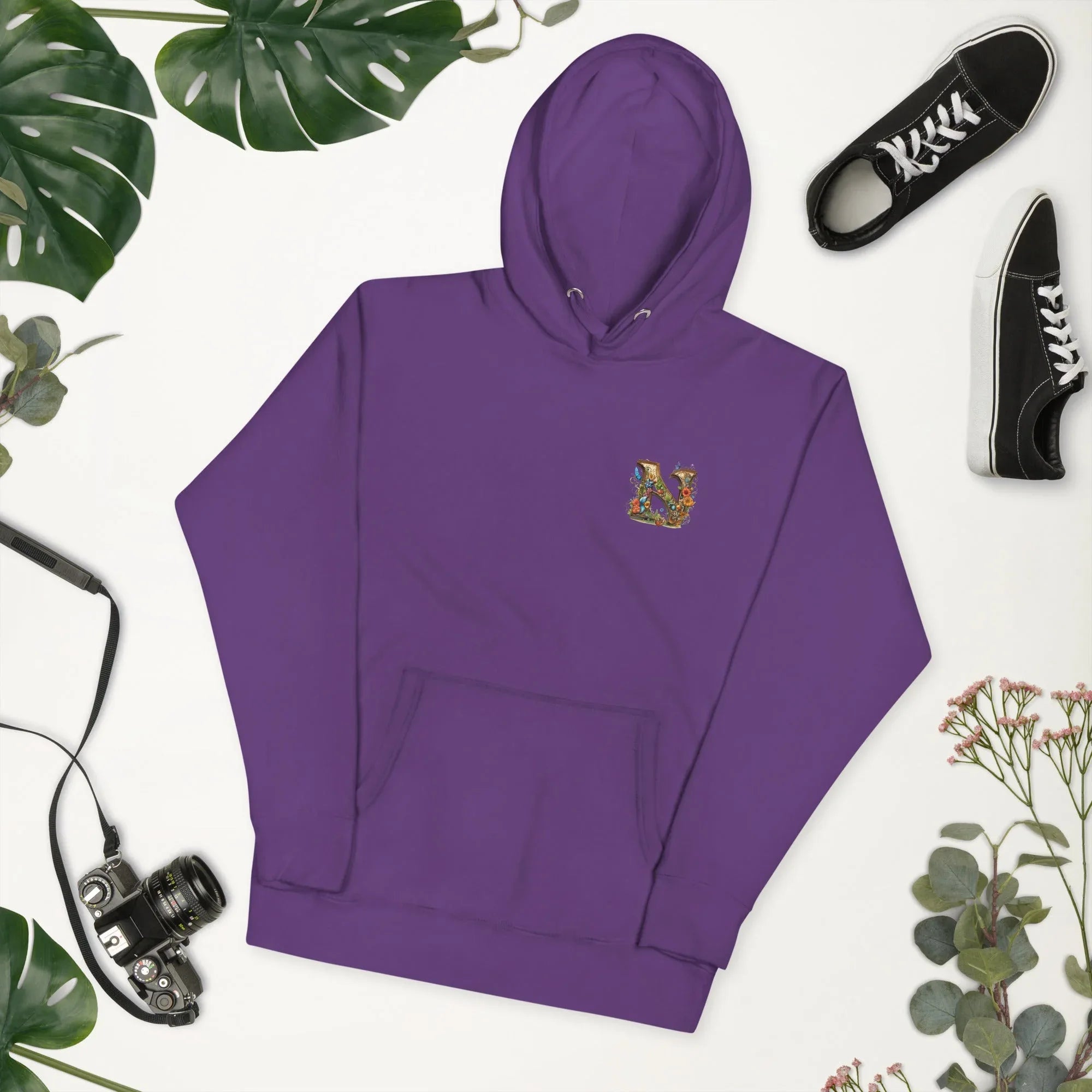 Unisex | N's Roses Hoodie hoodie AwRans Clothing unisex-premium-hoodie-purple-front-2-66183a821f655