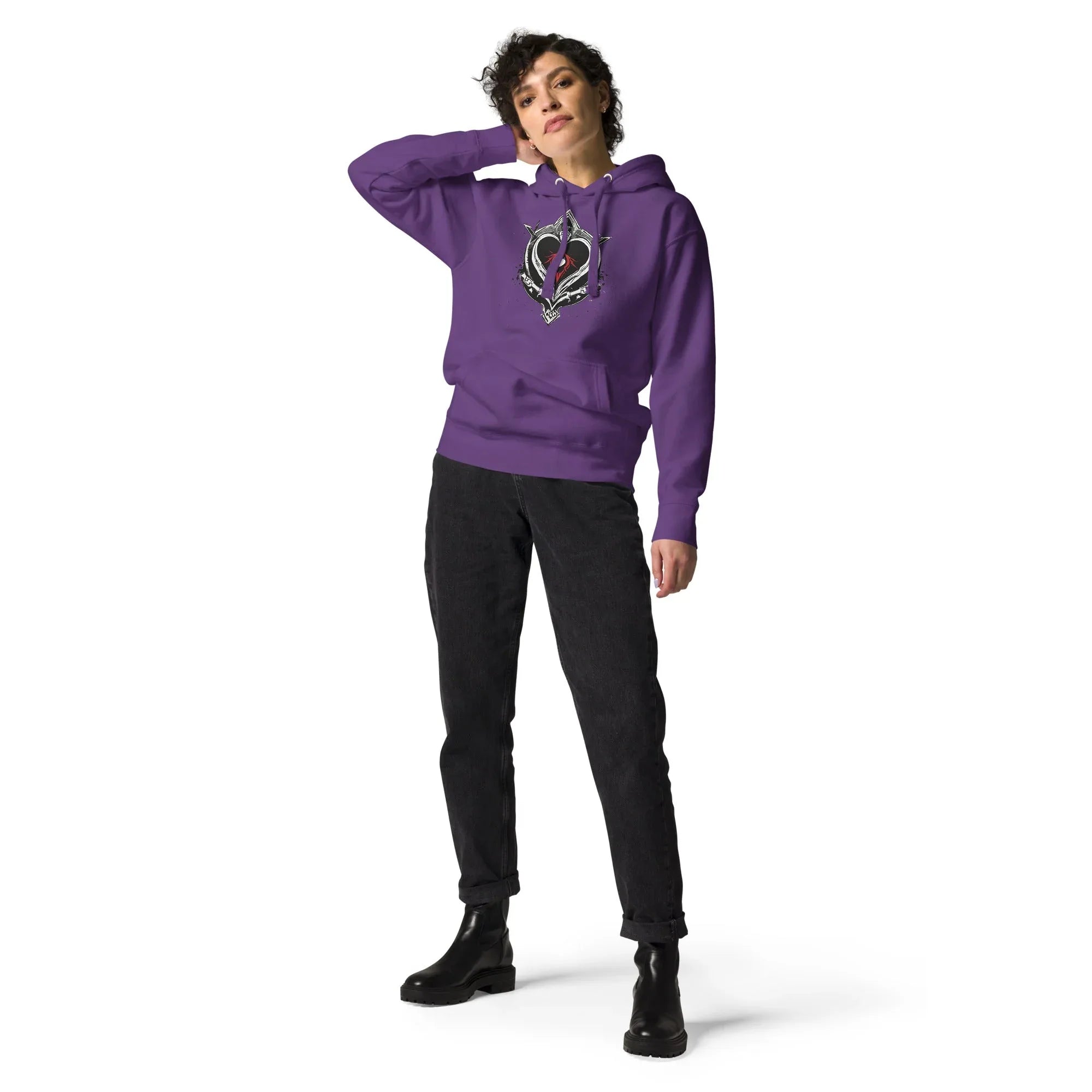 Unisex | Black Heart Candle Hoodie Purple Hoodie AwRans Clothing unisex-premium-hoodie-purple-front-65f2946d22e5b