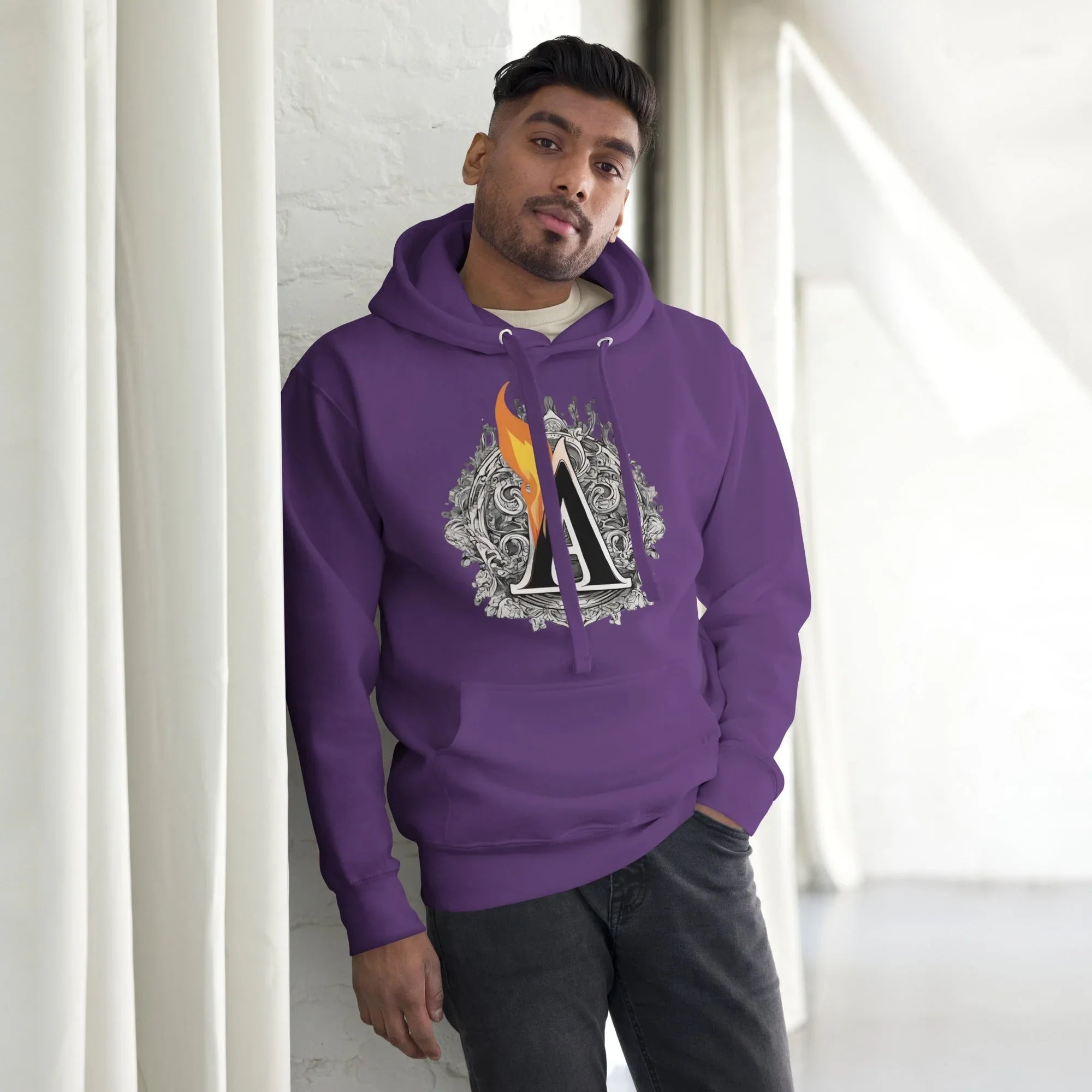 Unisex | The Burning A Hoodie hoodie AwRans Clothing unisex-premium-hoodie-purple-front-6617f15b71b12