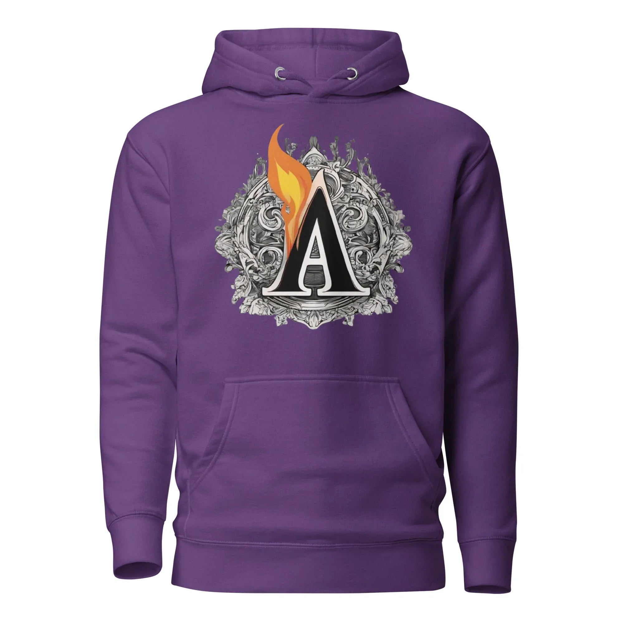 Unisex | The Burning A Hoodie Purple hoodie AwRans Clothing unisex-premium-hoodie-purple-front-6617f15b9467c