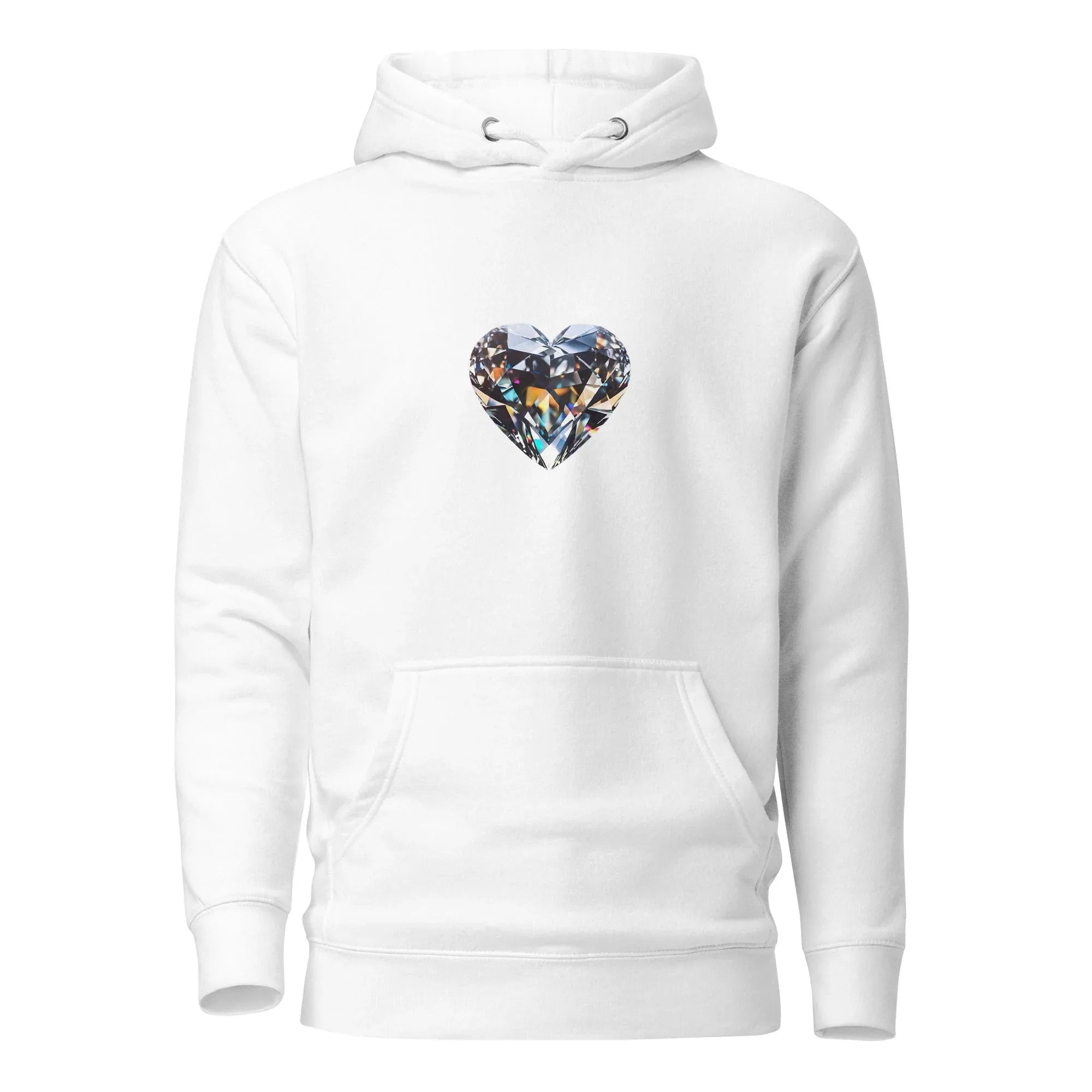 Unisex | Diamond Heart Hoodie White hoodie AwRans Clothing unisex-premium-hoodie-white-front-6601a9ed22933