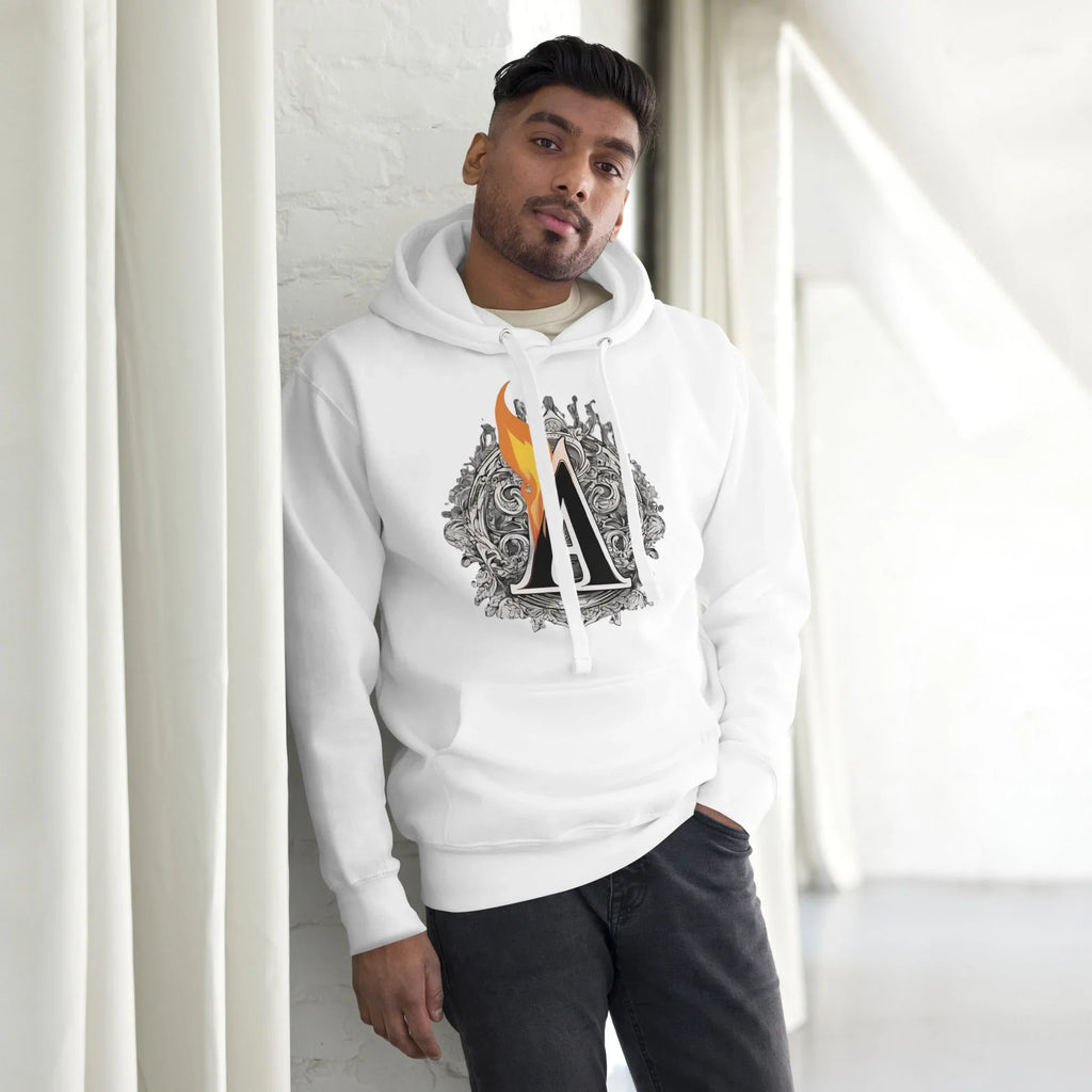Unisex | The Burning A Hoodie hoodie AwRans Clothing unisex-premium-hoodie-white-front-6617f15b89e26