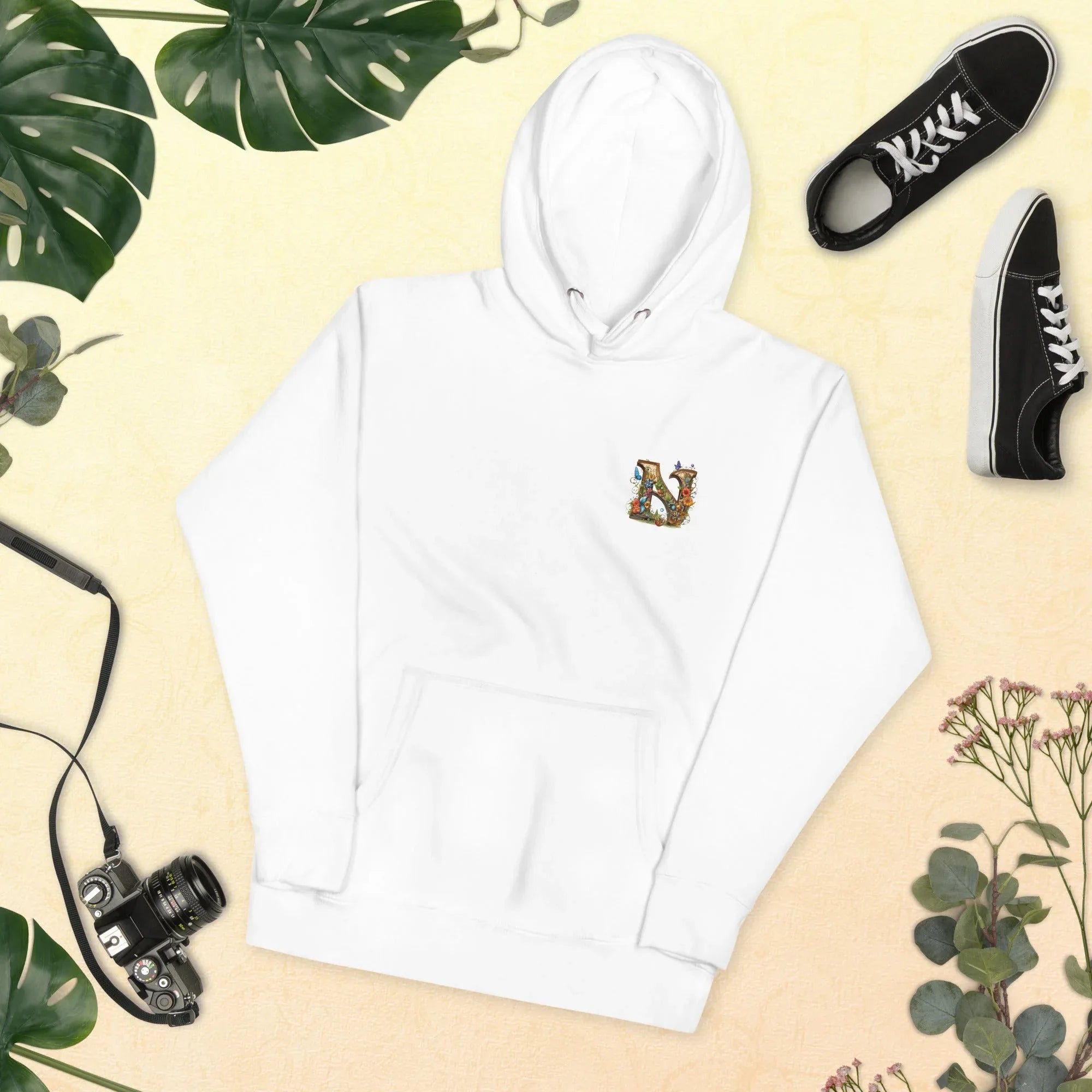Unisex | N's Roses Hoodie White hoodie AwRans Clothing unisex-premium-hoodie-white-front-66183a8258eea