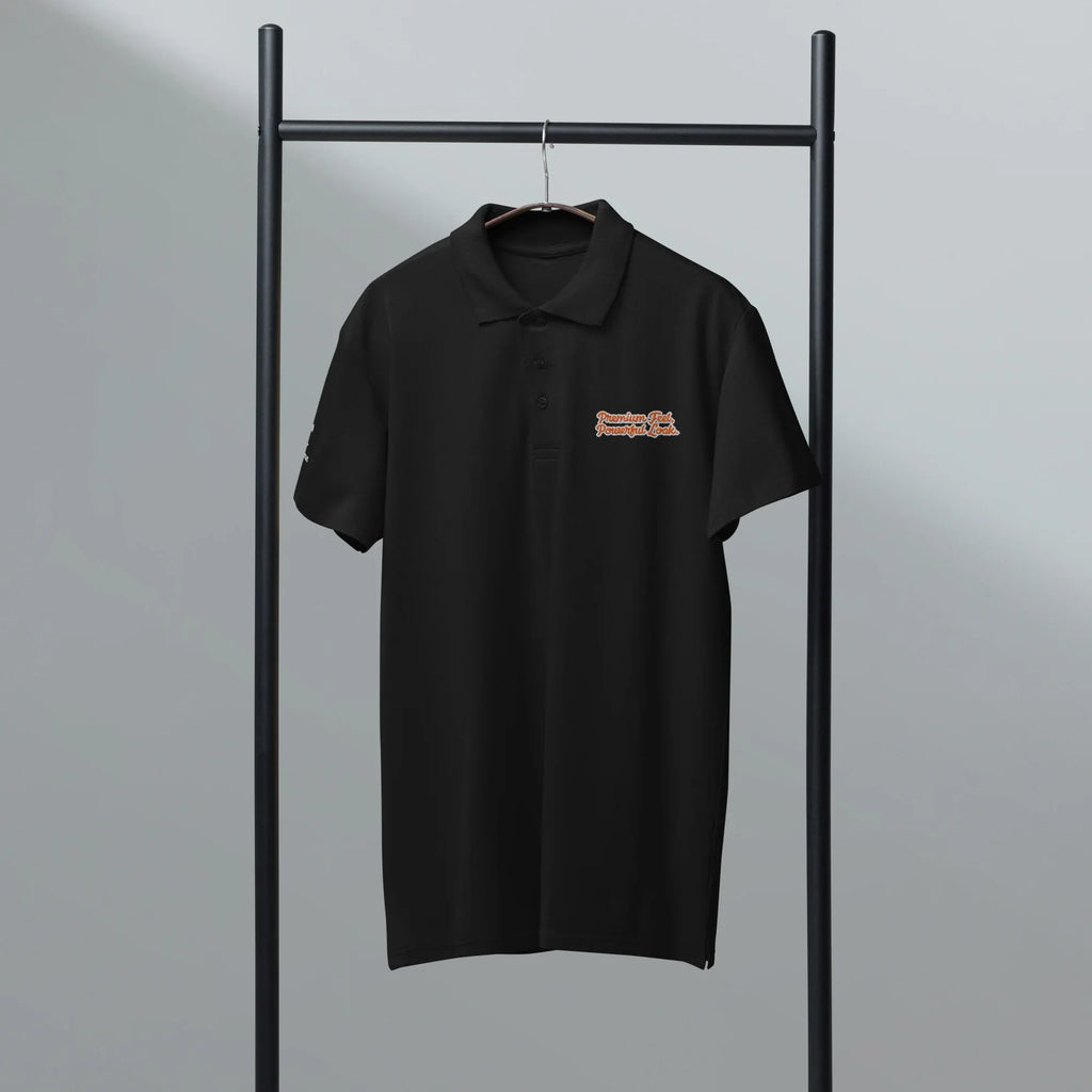 Premium Feel, Powerful Look. Unisex Premium Pique Polo Shirt polo shirt AwRans Clothing unisex-premium-pique-polo-shirt-black-front-67ba6765c7af0