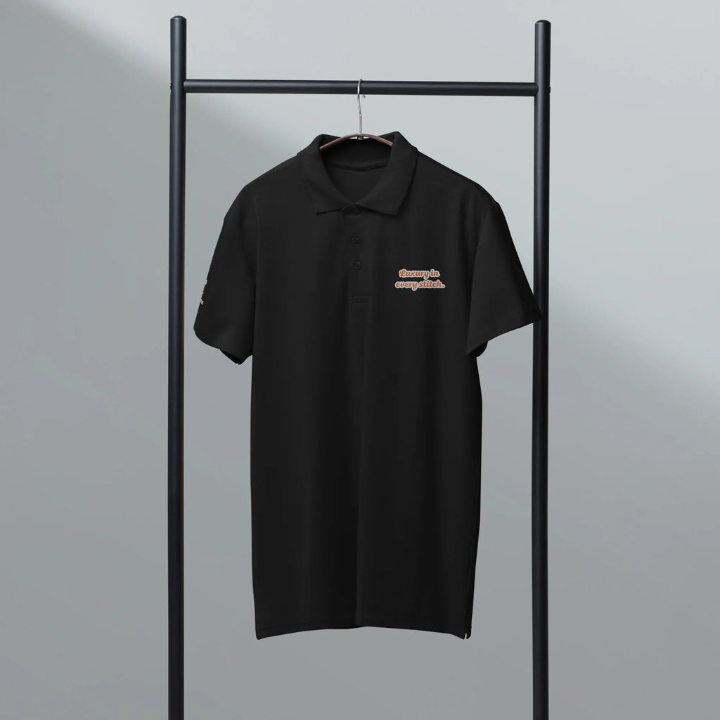 Luxury in every stitch . Unisex Premium Pique Polo Shirt polo shirt AwRans Clothing unisex-premium-pique-polo-shirt-black-front-67ba67bac727e