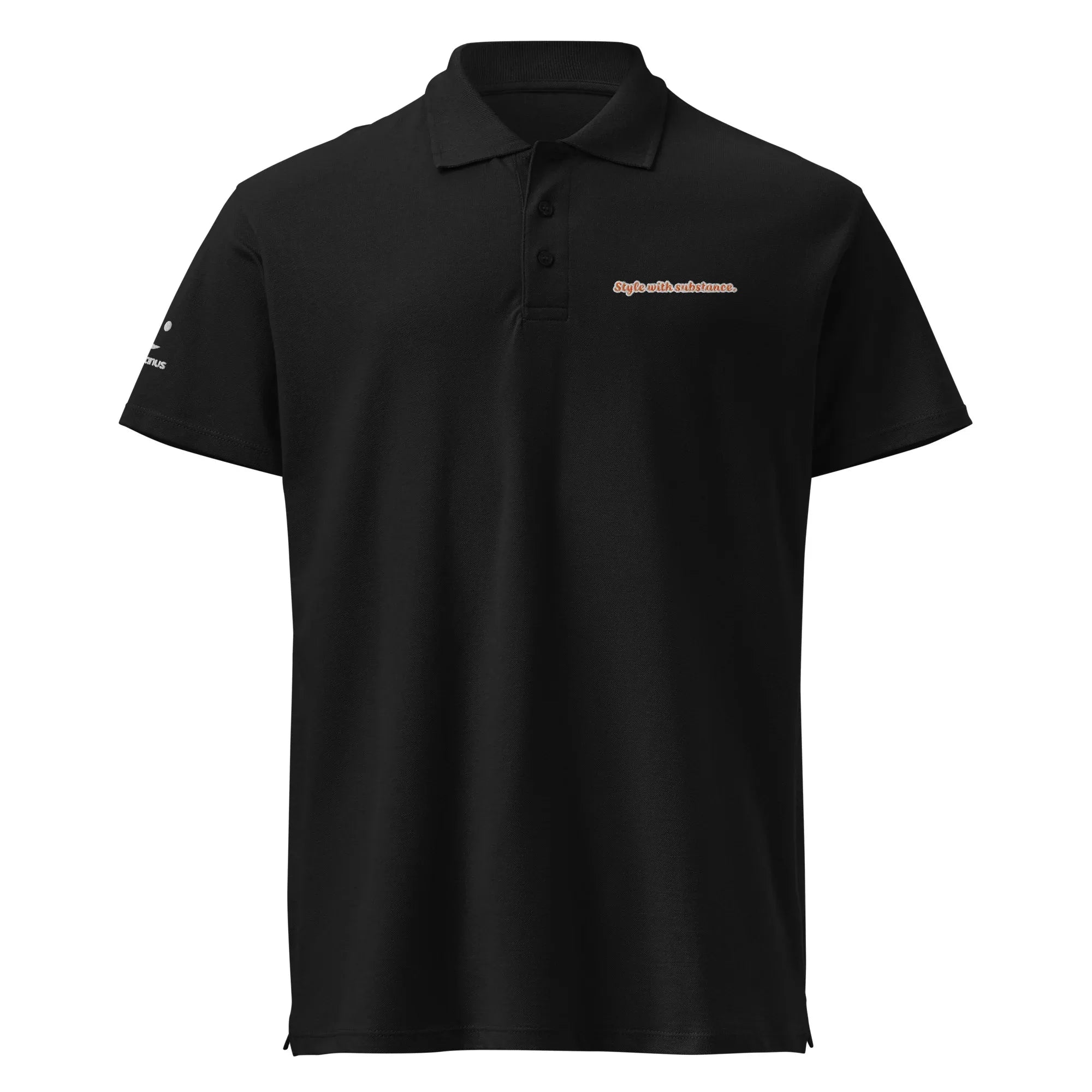 Style with substance. Unisex Premium Pique Polo Shirt polo shirt AwRans Clothing unisex-premium-pique-polo-shirt-black-front-67ba6a1aa7fb8