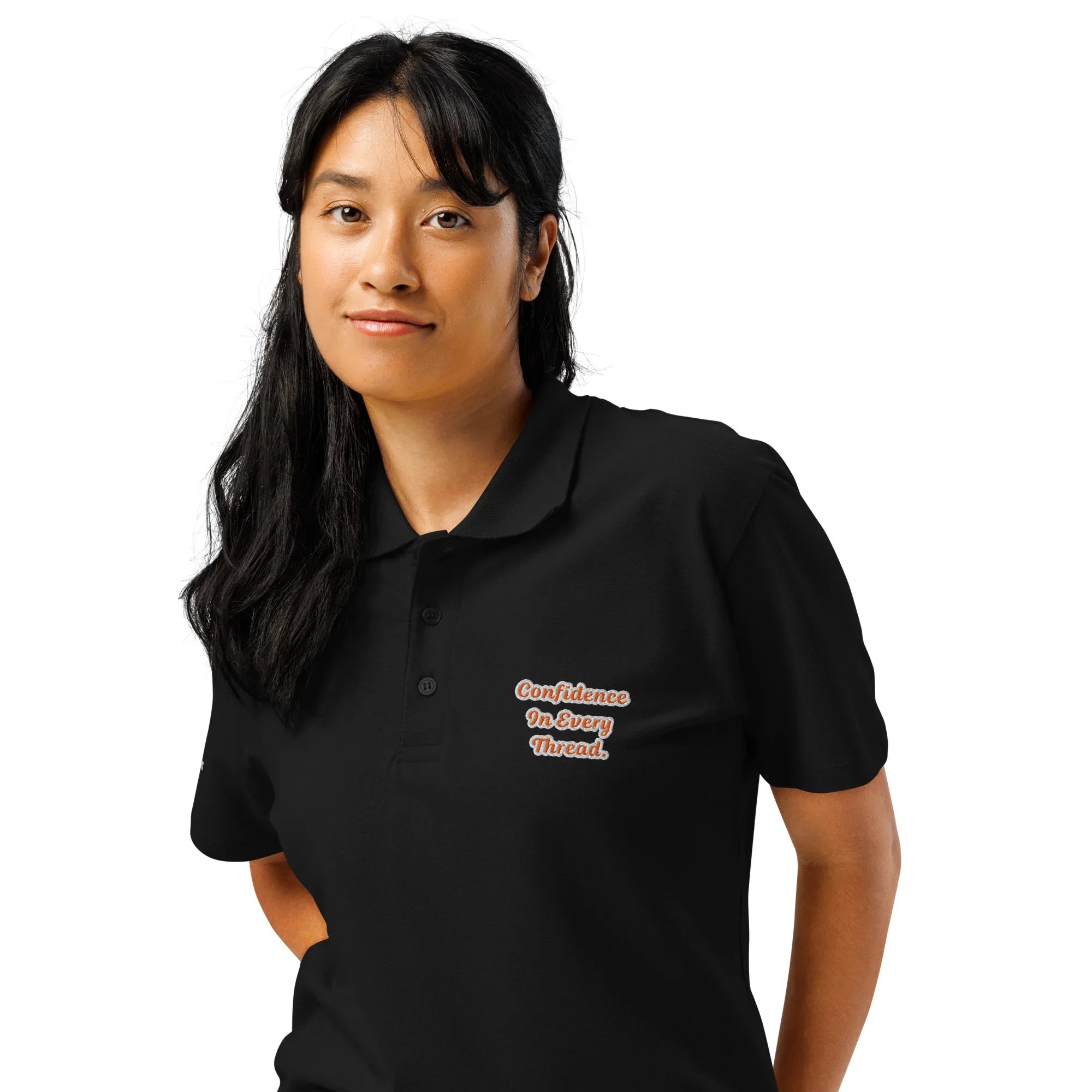 Confidence in every thread. Unisex Premium Pique Polo Shirt polo shirt AwRans Clothing unisex-premium-pique-polo-shirt-black-left-front-67ba697d020c2