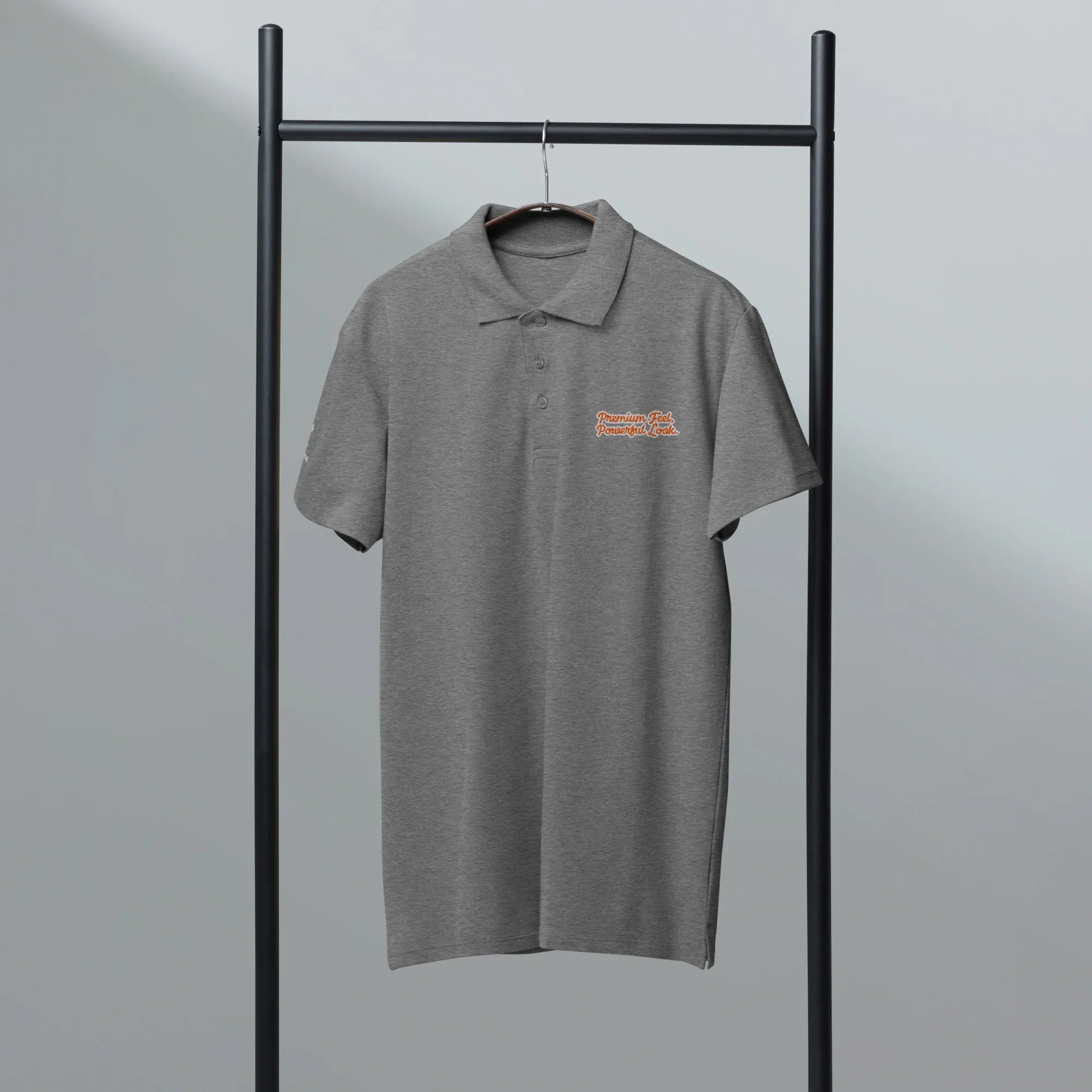 Premium Feel, Powerful Look. Unisex Premium Pique Polo Shirt polo shirt AwRans Clothing unisex-premium-pique-polo-shirt-grey-melange-front-67ba6765c2fb2