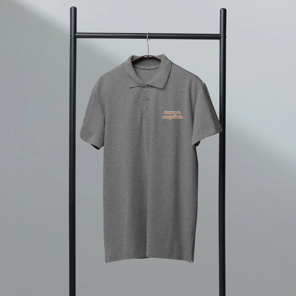 Luxury in every stitch . Unisex Premium Pique Polo Shirt polo shirt AwRans Clothing unisex-premium-pique-polo-shirt-grey-melange-front-67ba67bad2439