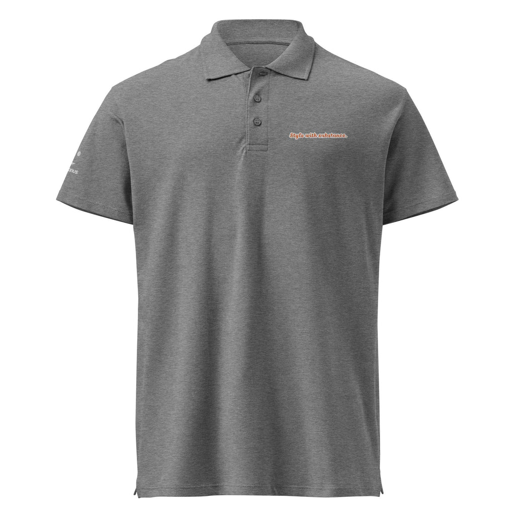Style with substance. Unisex Premium Pique Polo Shirt polo shirt AwRans Clothing unisex-premium-pique-polo-shirt-grey-melange-front-67ba6a1aaf3f1