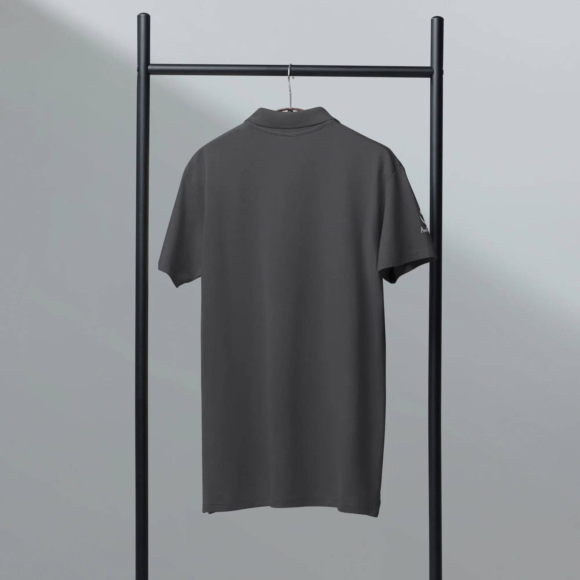 Confidence in every thread. Unisex Premium Pique Polo Shirt polo shirt AwRans Clothing unisex-premium-pique-polo-shirt-mouse-grey-back-67ba697cdf755