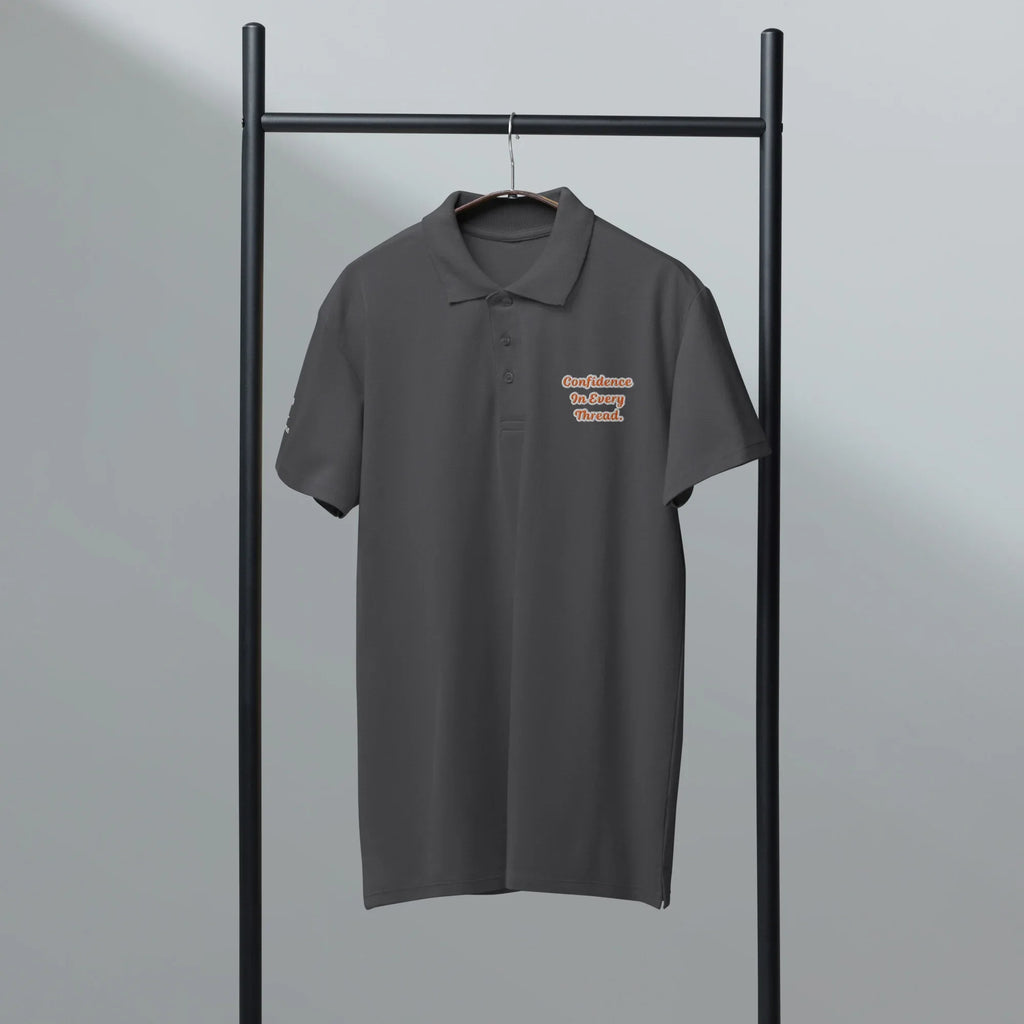 Confidence in every thread. Unisex Premium Pique Polo Shirt polo shirt AwRans Clothing unisex-premium-pique-polo-shirt-mouse-grey-front-67ba697ce0140