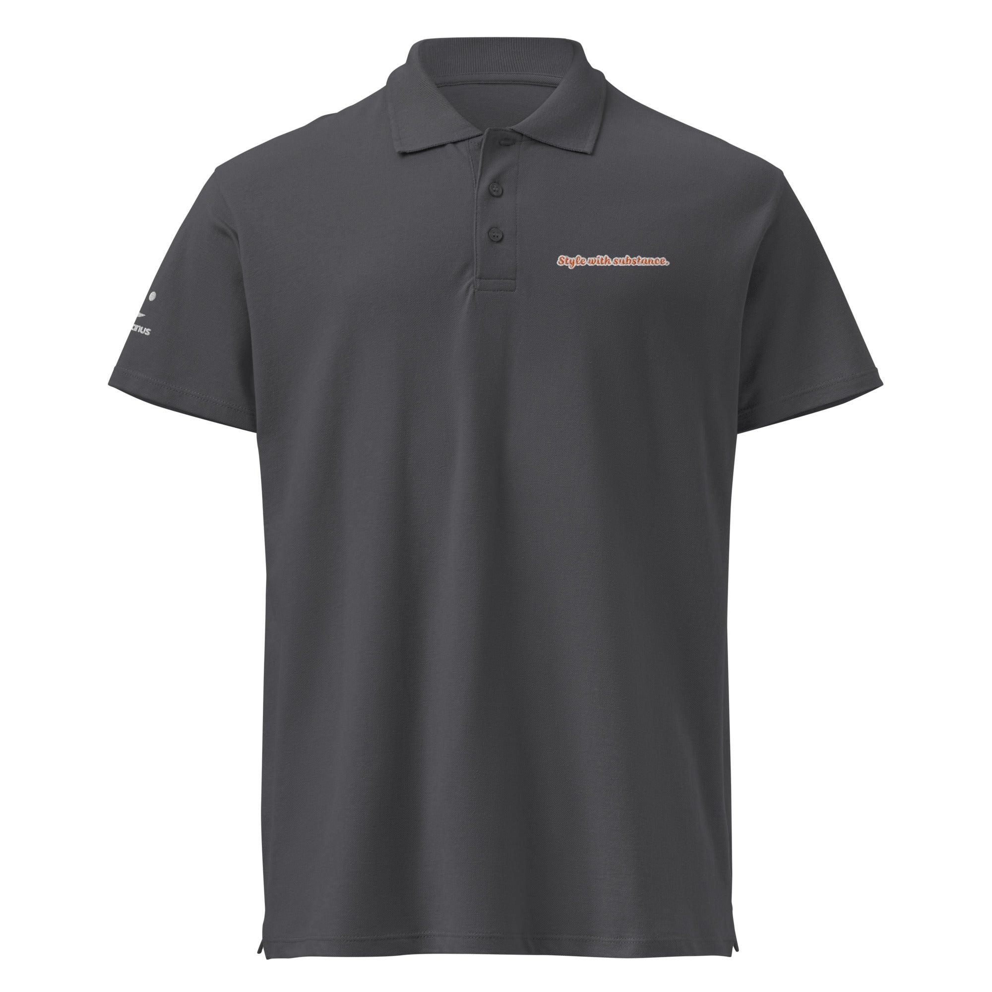Style with substance. Unisex Premium Pique Polo Shirt polo shirt AwRans Clothing unisex-premium-pique-polo-shirt-mouse-grey-front-67ba6a1aadf7a
