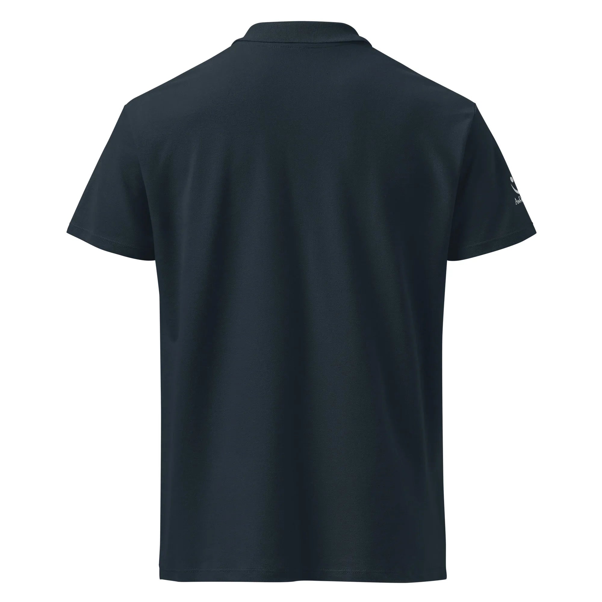Chic with purpose. Unisex Premium Pique Polo Shirt polo shirt AwRans Clothing unisex-premium-pique-polo-shirt-navy-back-67ba68ba2259e