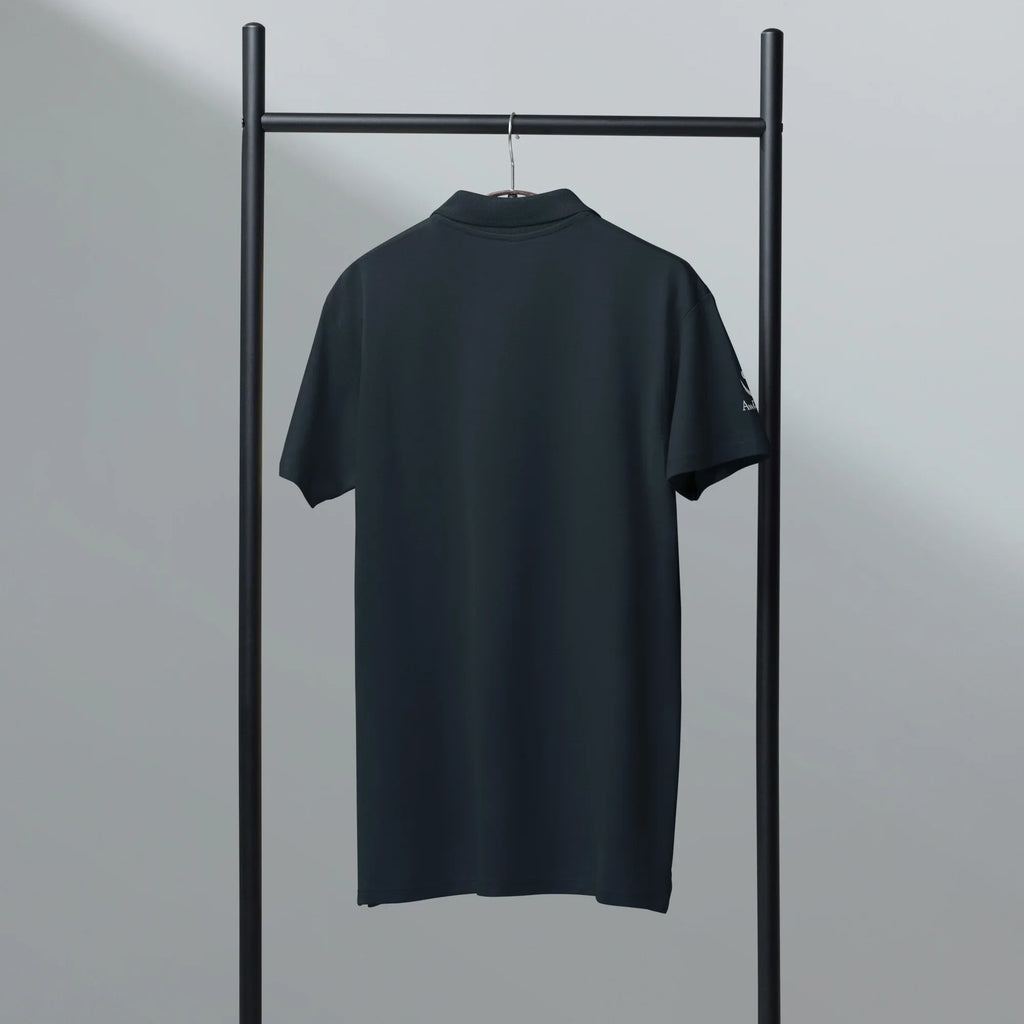 Sleek. Smart. Sophisticated. Unisex Premium Pique Polo Shirt polo shirt AwRans Clothing unisex-premium-pique-polo-shirt-navy-back-67ba6a71920b5