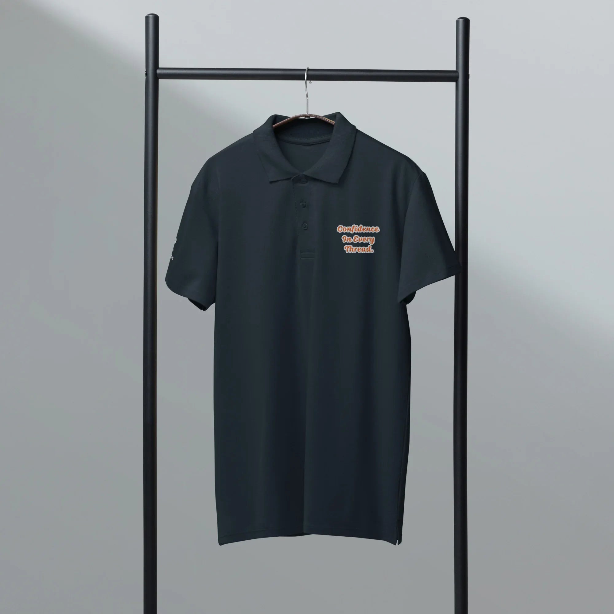 Confidence in every thread. Unisex Premium Pique Polo Shirt polo shirt AwRans Clothing unisex-premium-pique-polo-shirt-navy-front-67ba697cdce79