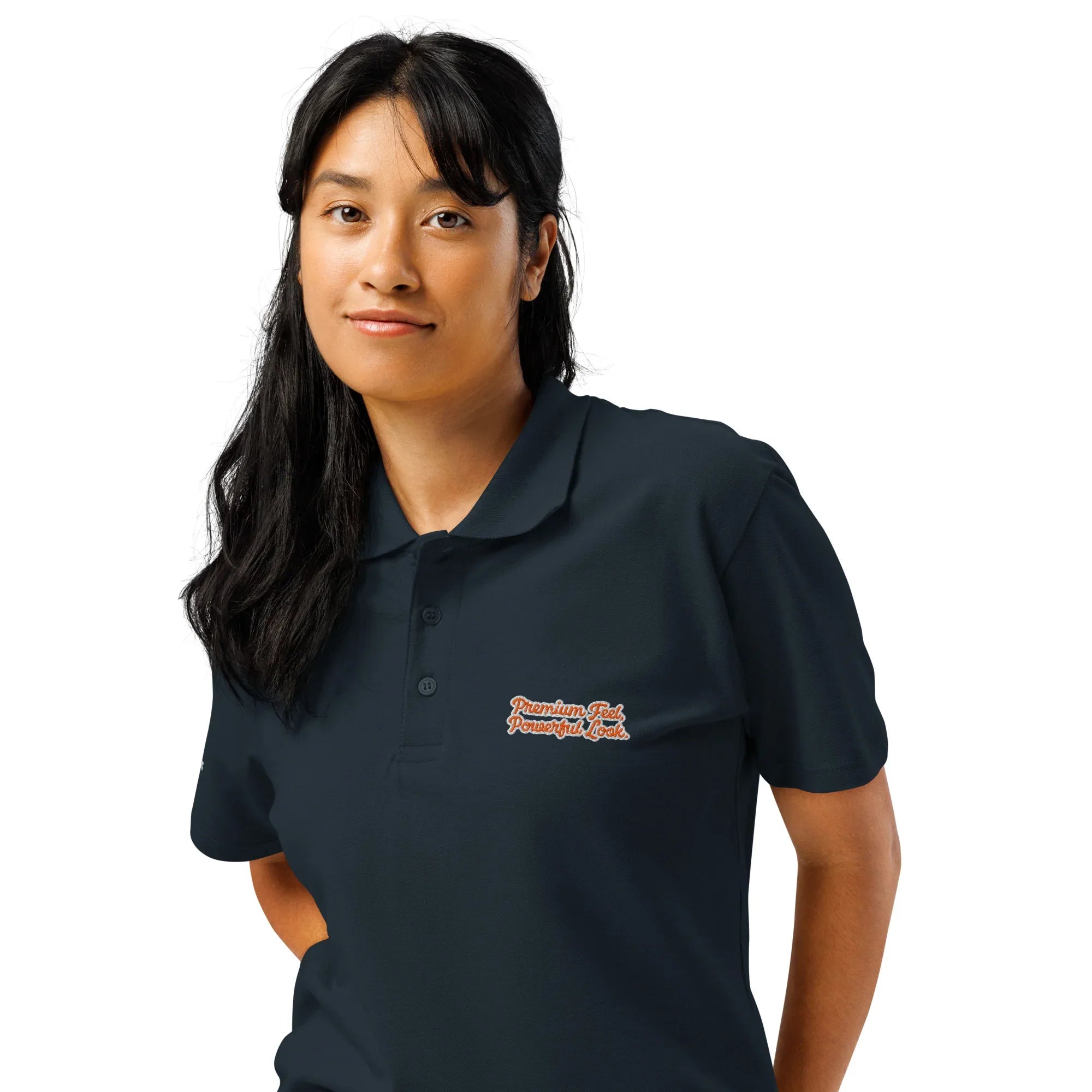 Premium Feel, Powerful Look. Unisex Premium Pique Polo Shirt polo shirt AwRans Clothing unisex-premium-pique-polo-shirt-navy-left-front-67ba6765d39ba