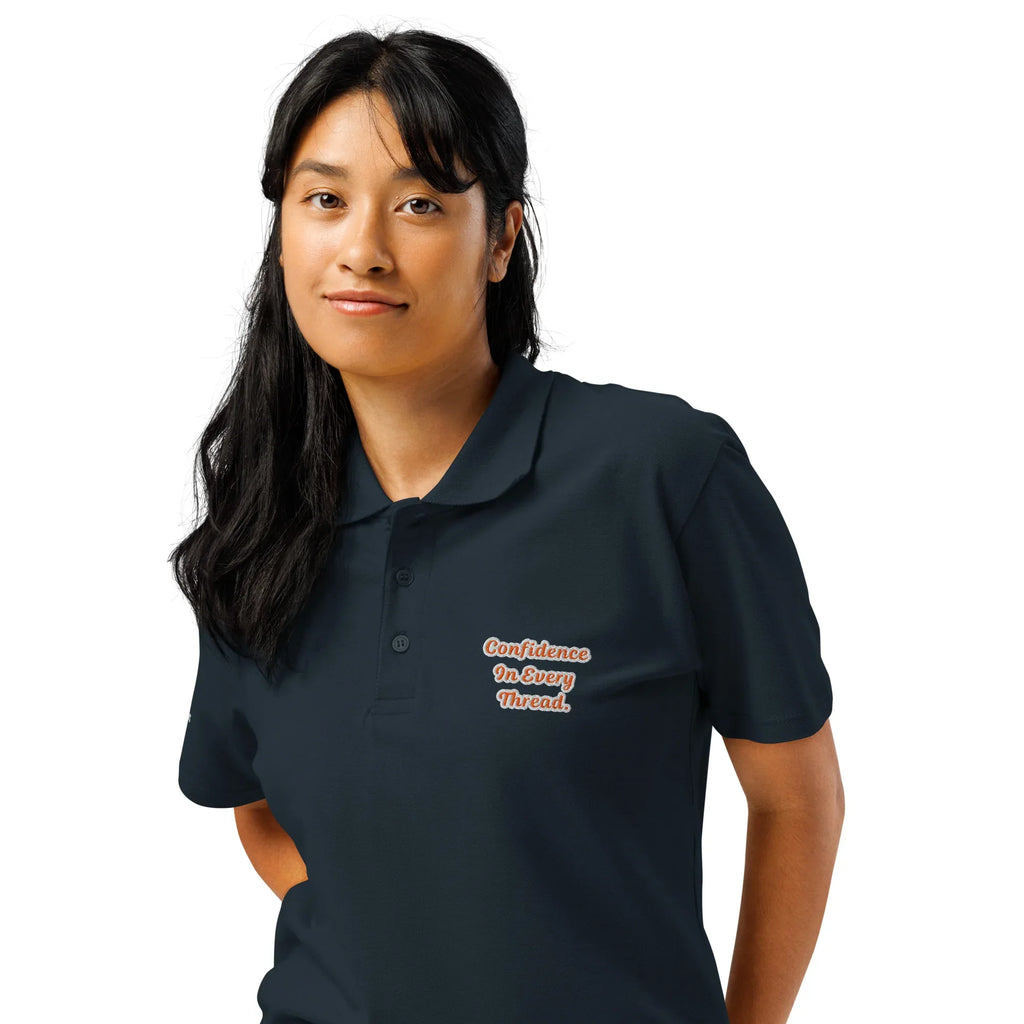 Confidence in every thread. Unisex Premium Pique Polo Shirt polo shirt AwRans Clothing unisex-premium-pique-polo-shirt-navy-left-front-67ba697d0280c