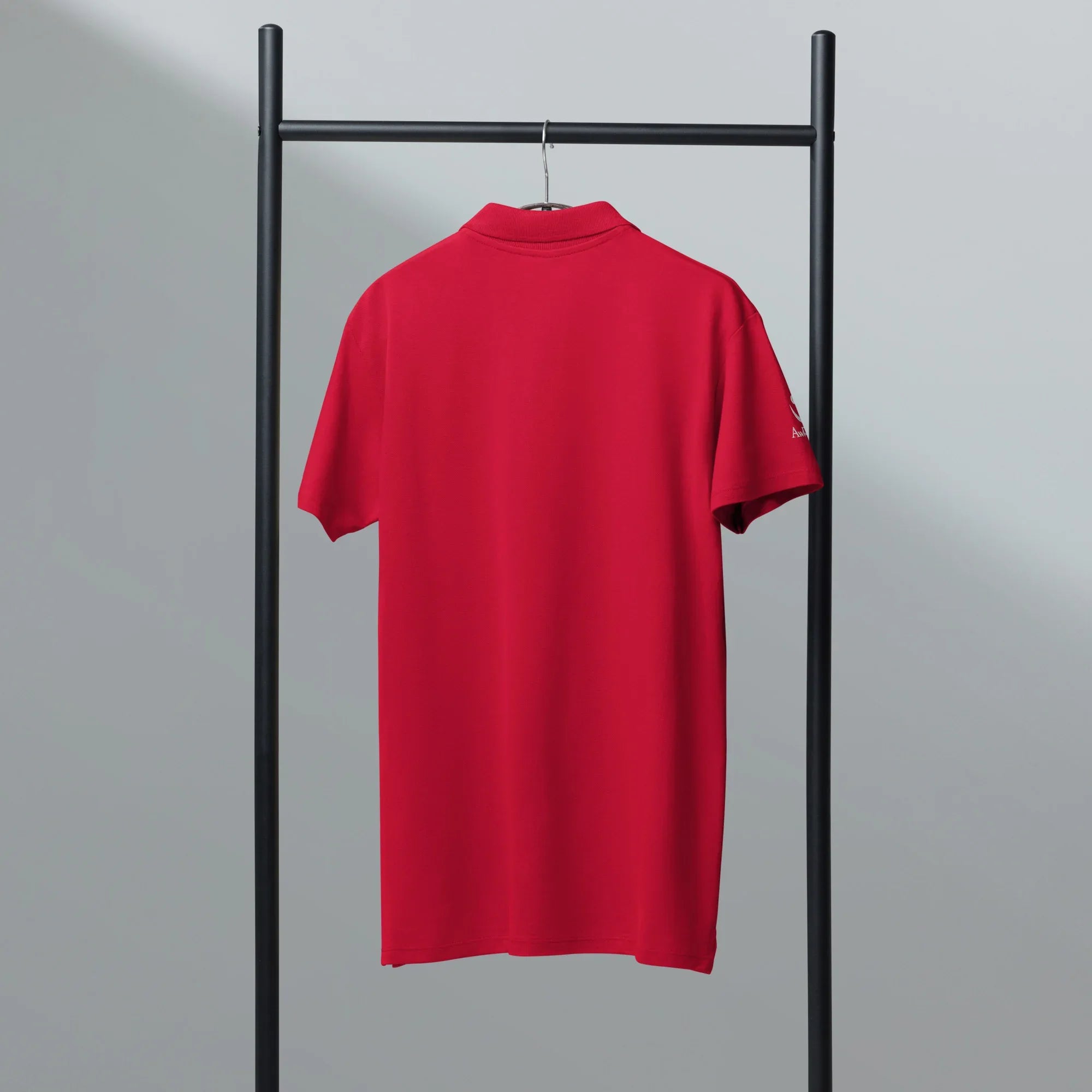 Polished to perfection. Unisex Premium Pique Polo Shirt polo shirt AwRans Clothing unisex-premium-pique-polo-shirt-red-back-67ba69ce77a87