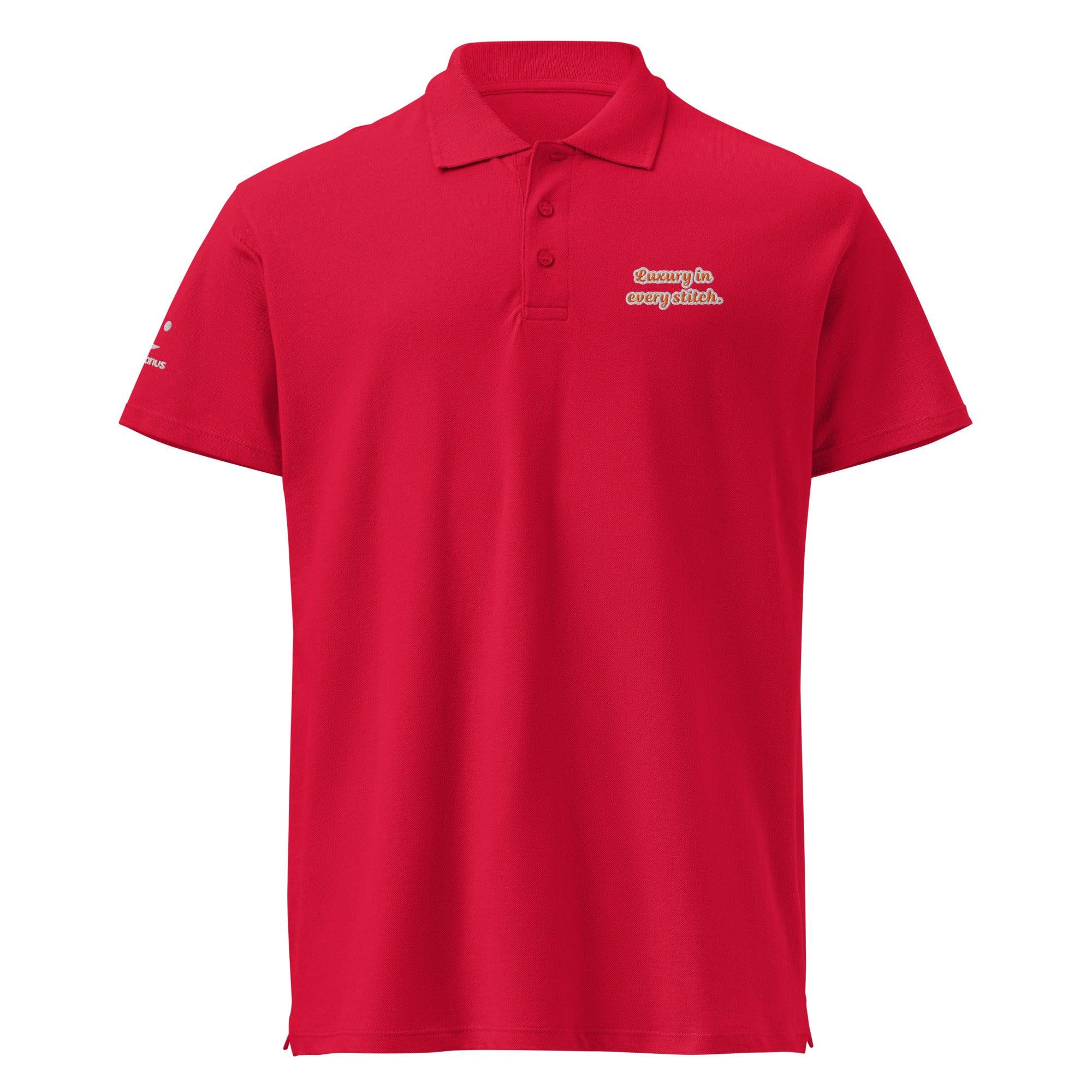 Luxury in every stitch . Unisex Premium Pique Polo Shirt polo shirt AwRans Clothing unisex-premium-pique-polo-shirt-red-front-67ba67bac945c