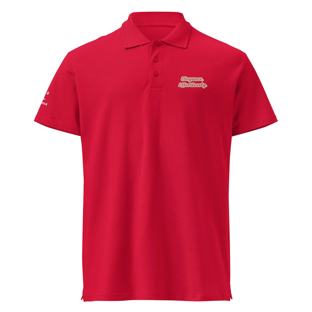 Elegance, effortlessly. Unisex Premium Pique Polo Shirt polo shirt AwRans Clothing unisex-premium-pique-polo-shirt-red-front-67ba684e66d87